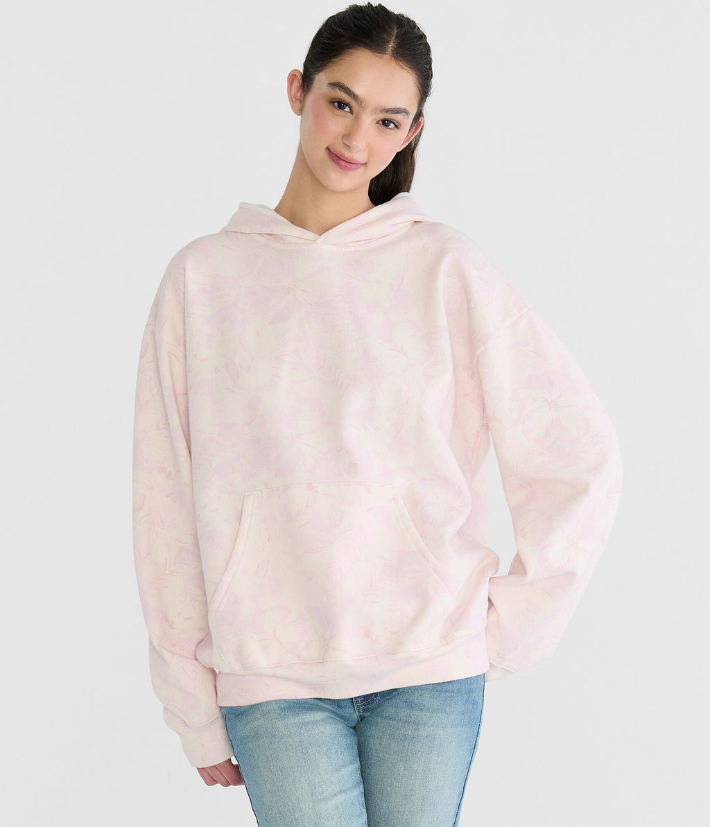 Aeropostale Cloud Soft Tropical Floral Oversized Pullover Hoodie