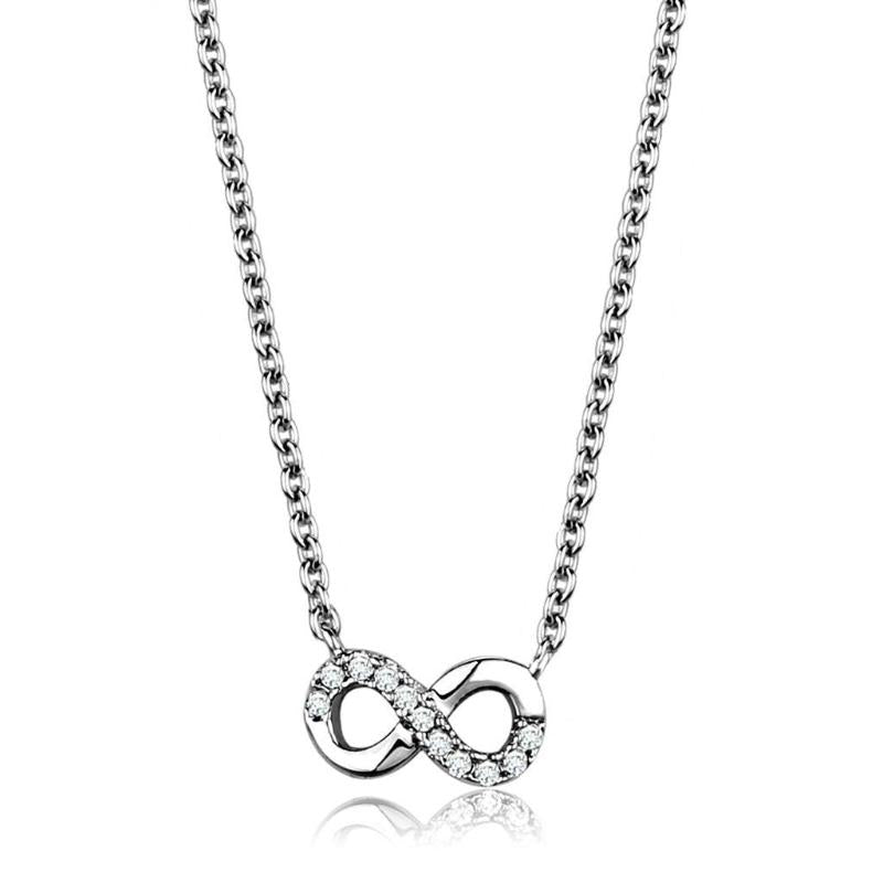 Rhodium Brass Chain Pendant with AAA Grade CZ in Clear