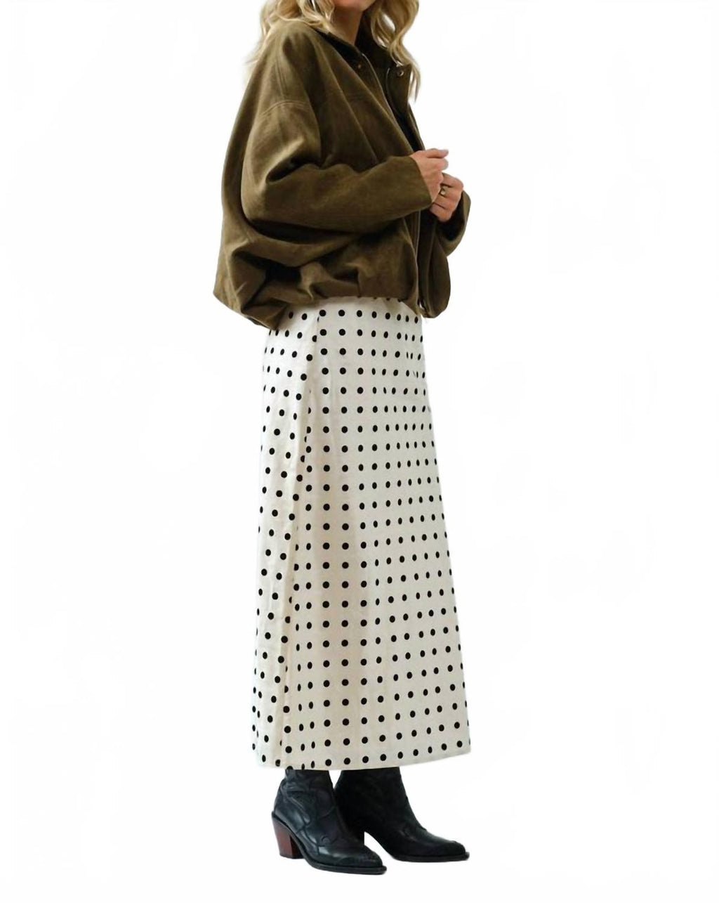 Dotty Midi Skirt In Ivory