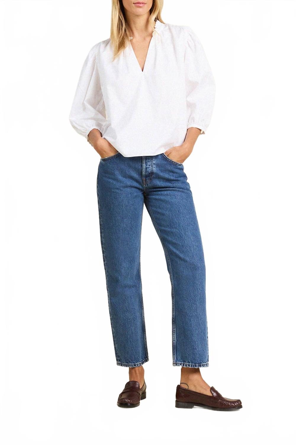Orly Buttoned Crown Collar Blouse In White