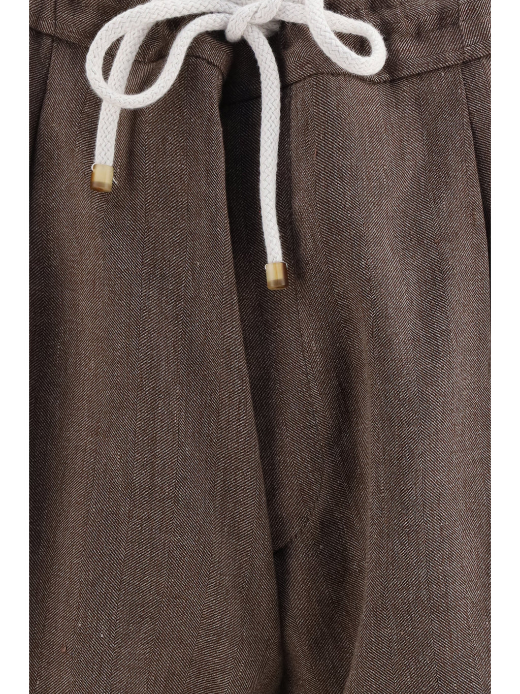 Brunello Cucinelli Men Linen And Virgin Wool Chevron Bermuda Shorts