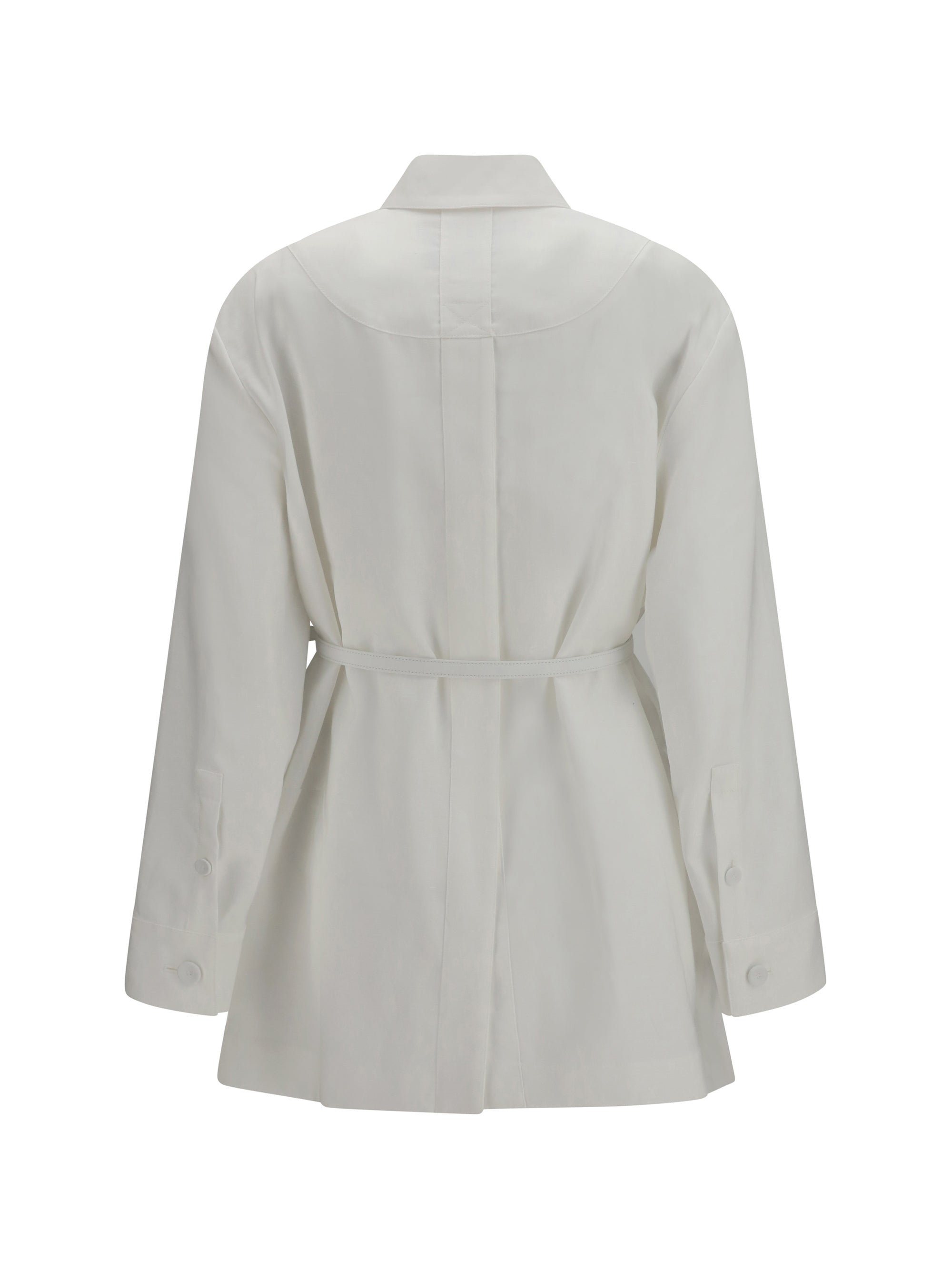 Fendi Women Linen And Cotton Belted Jacket