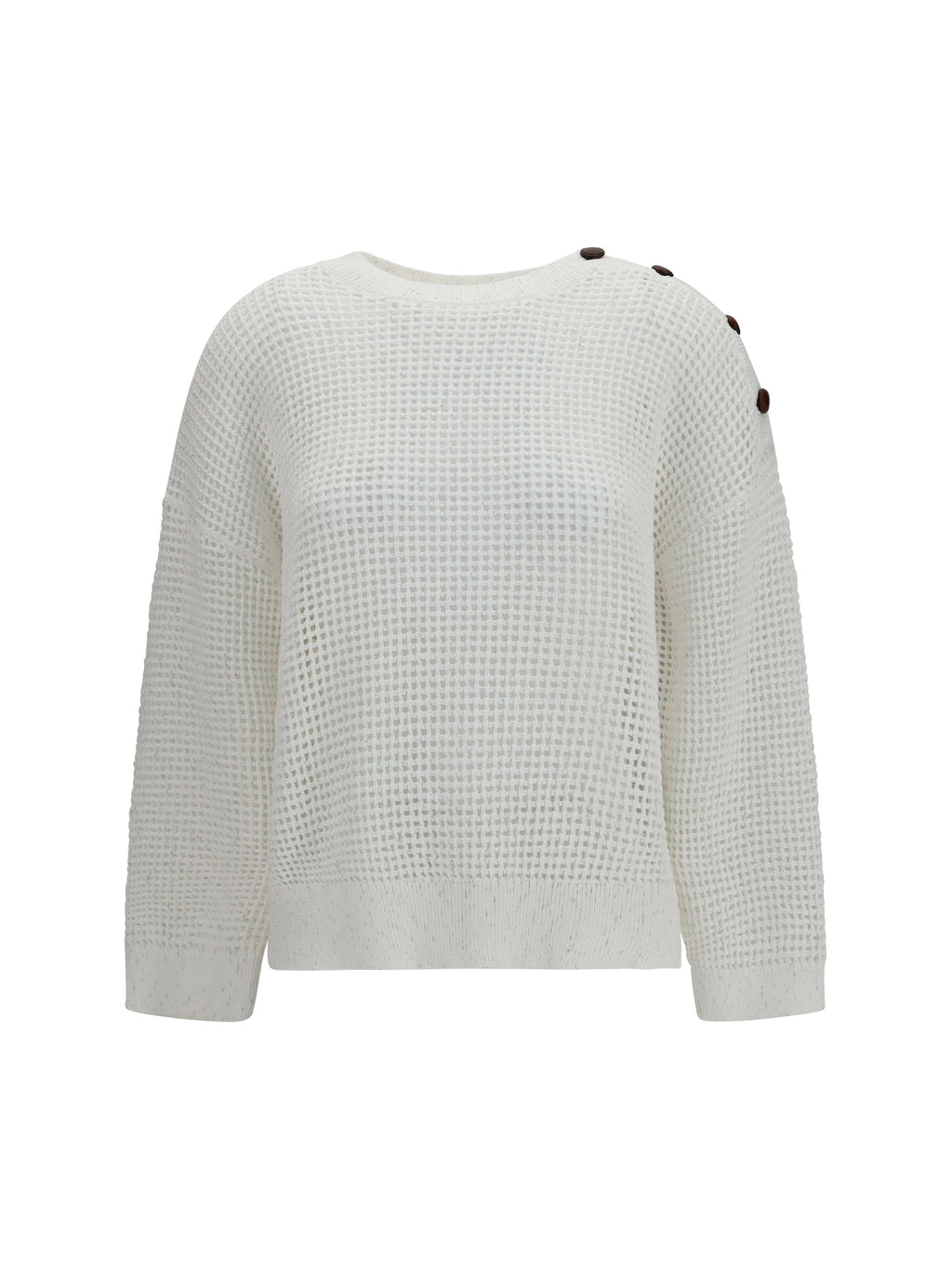 Brunello Cucinelli Women Openwork Sweater With Shoulder Buttons