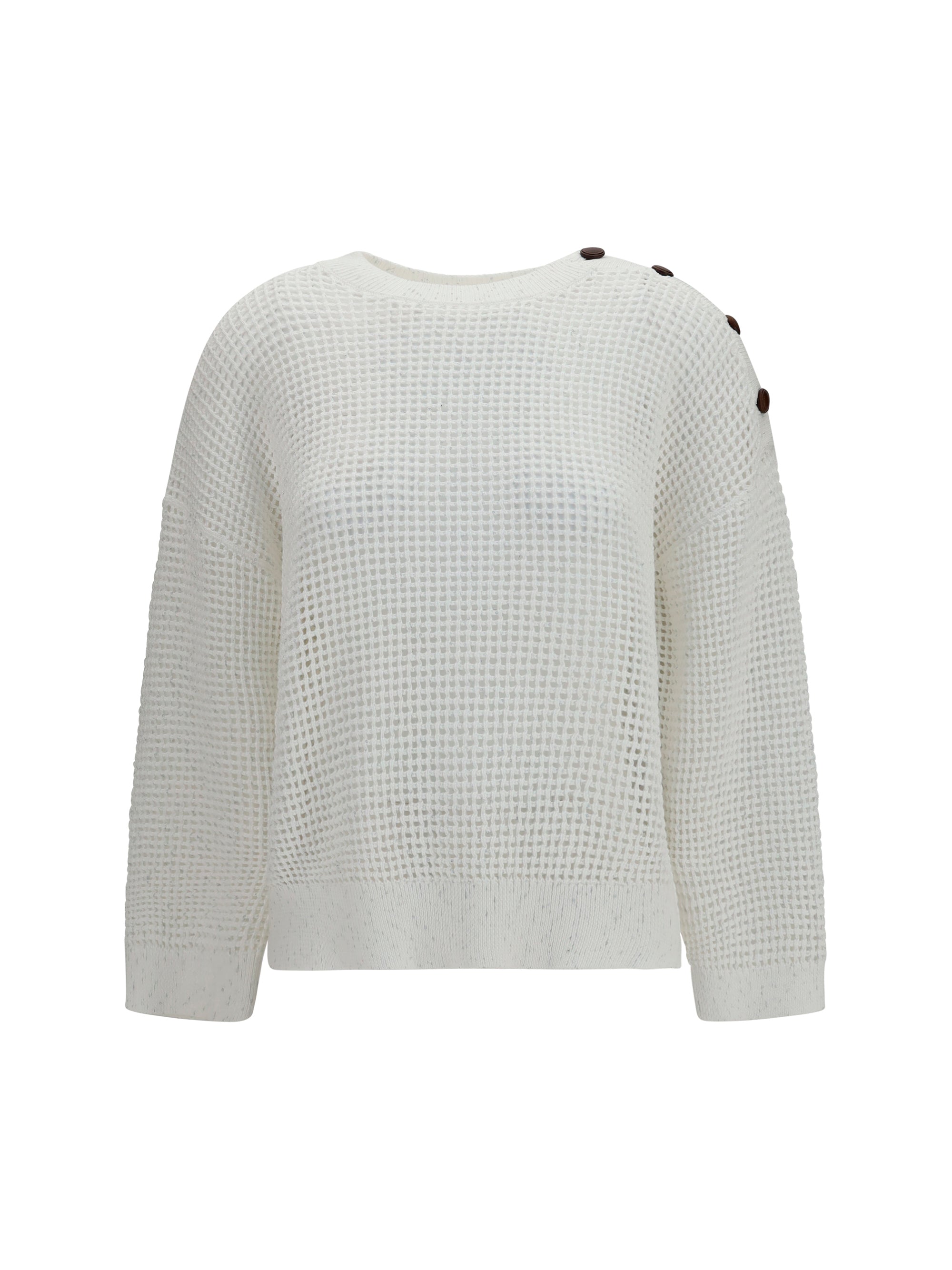Brunello Cucinelli Women Openwork Sweater With Shoulder Buttons