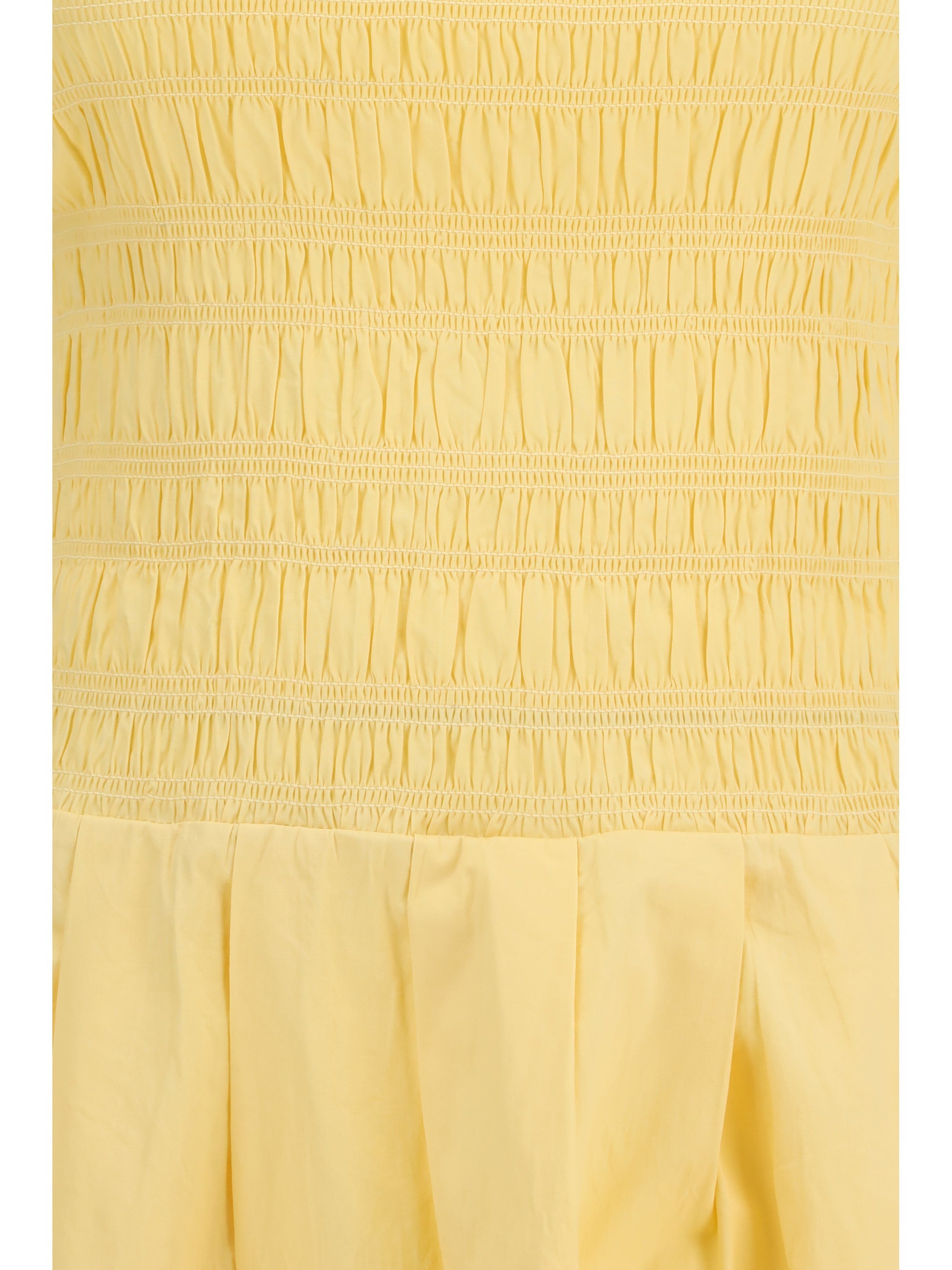 Ganni Women Stretch Cotton Mini Dress With Balloon Sleeves
