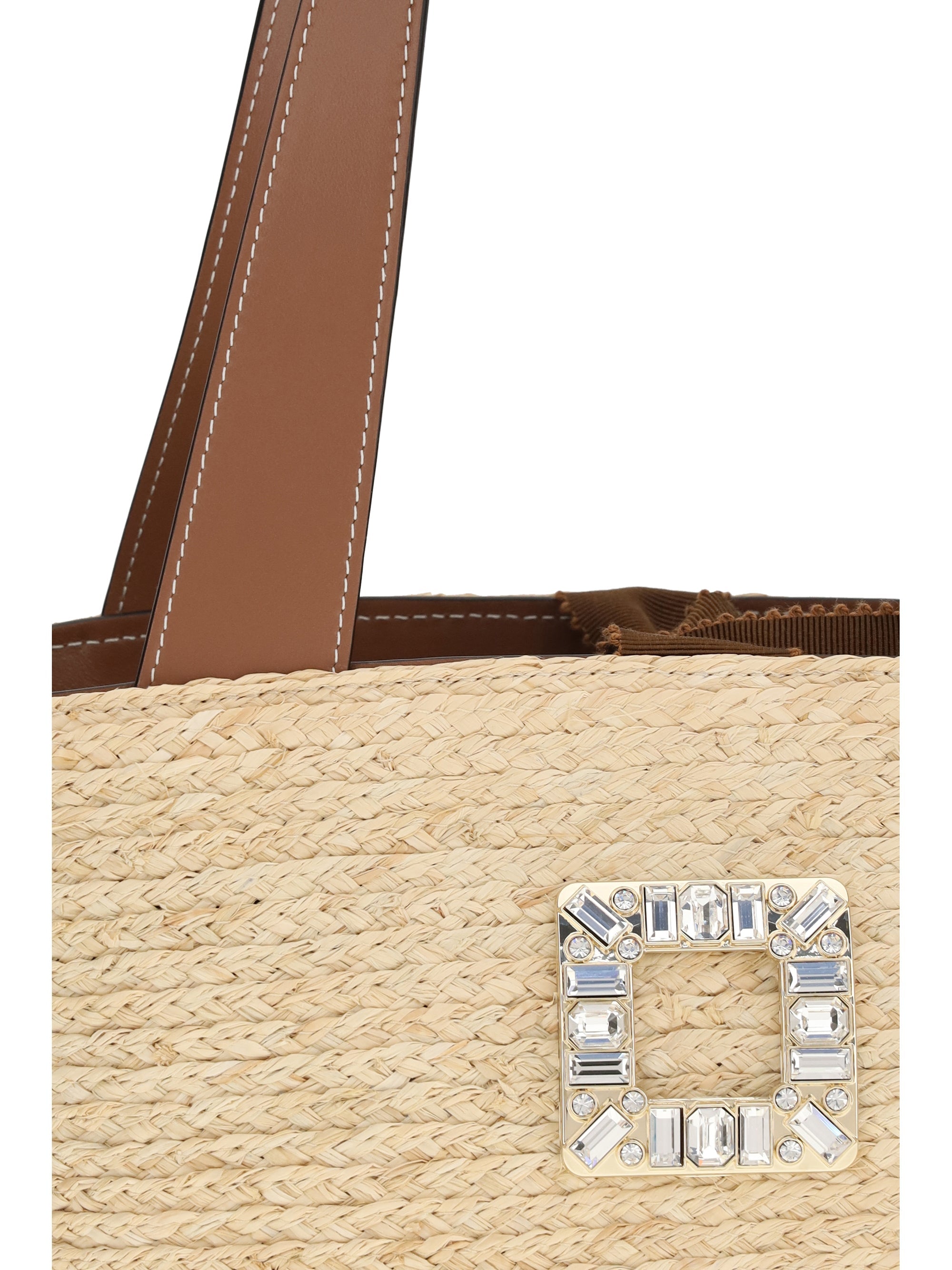 Roger Vivier Women Mini Viv’ Skate Raffia Bucket Bag