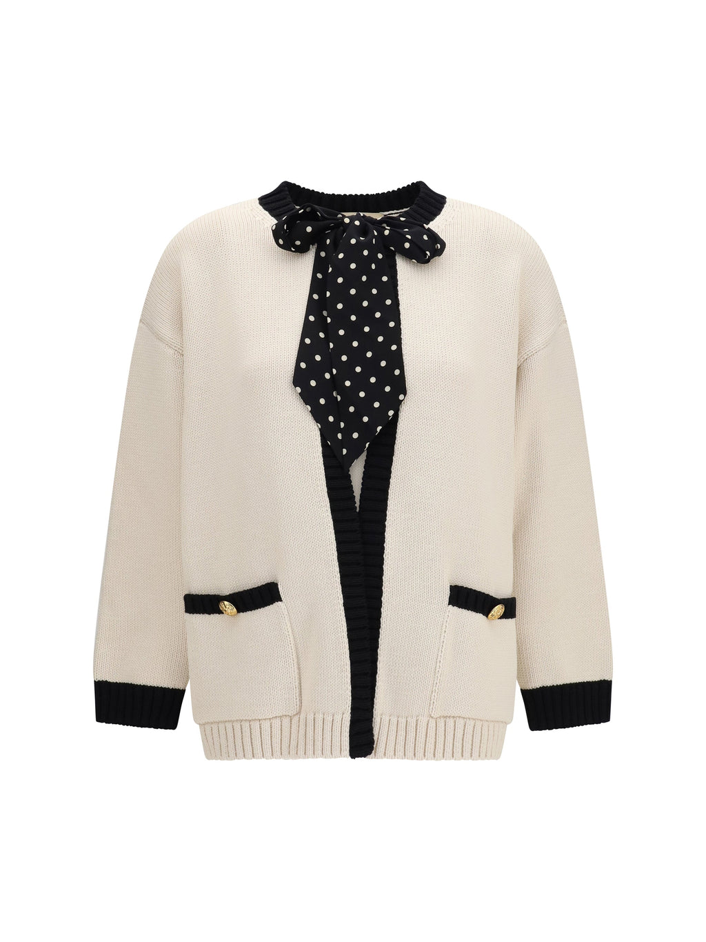 Valentino Women Open Polka-Dot Bow Cardigan
