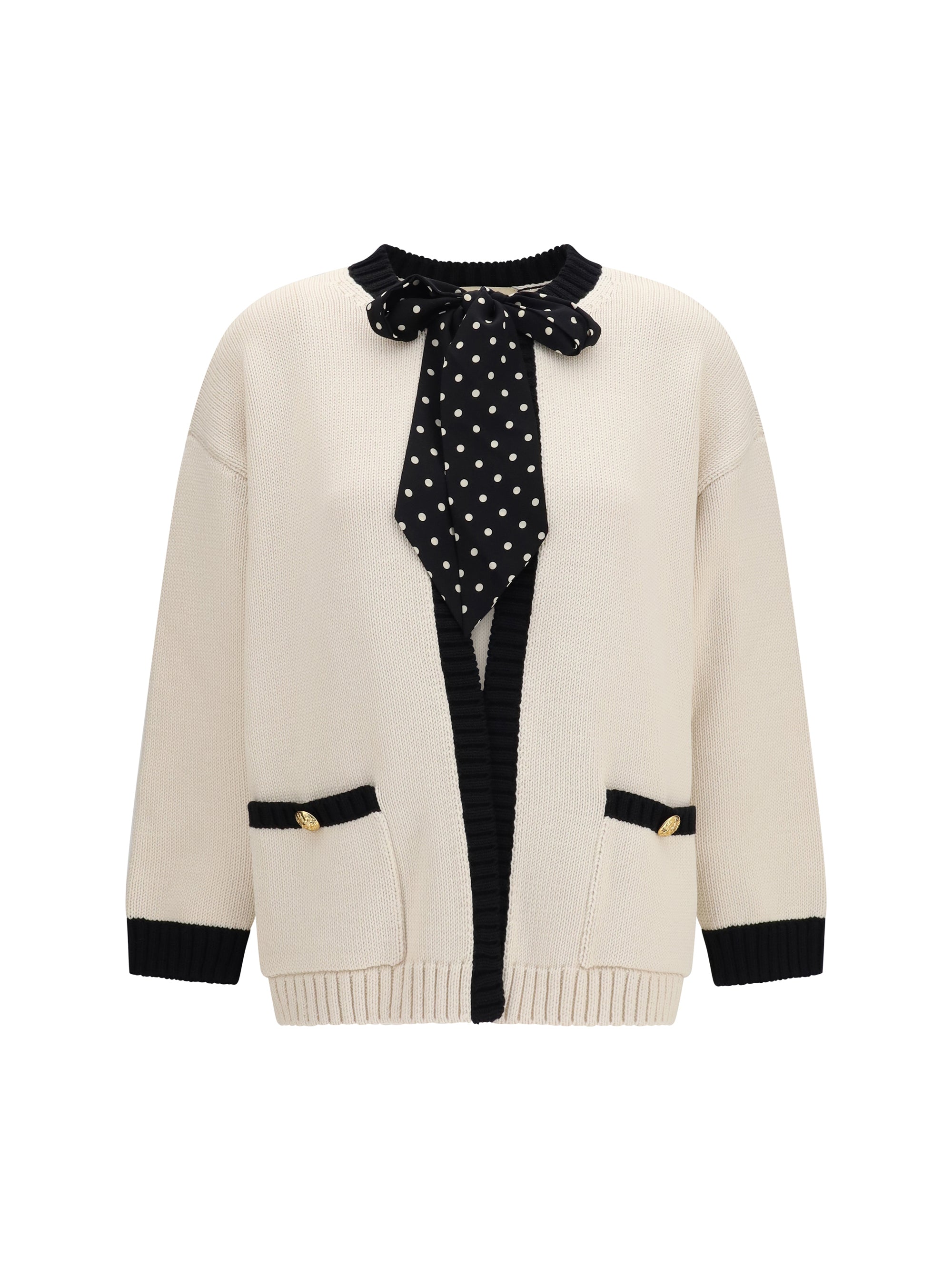 Valentino Women Open Polka-Dot Bow Cardigan