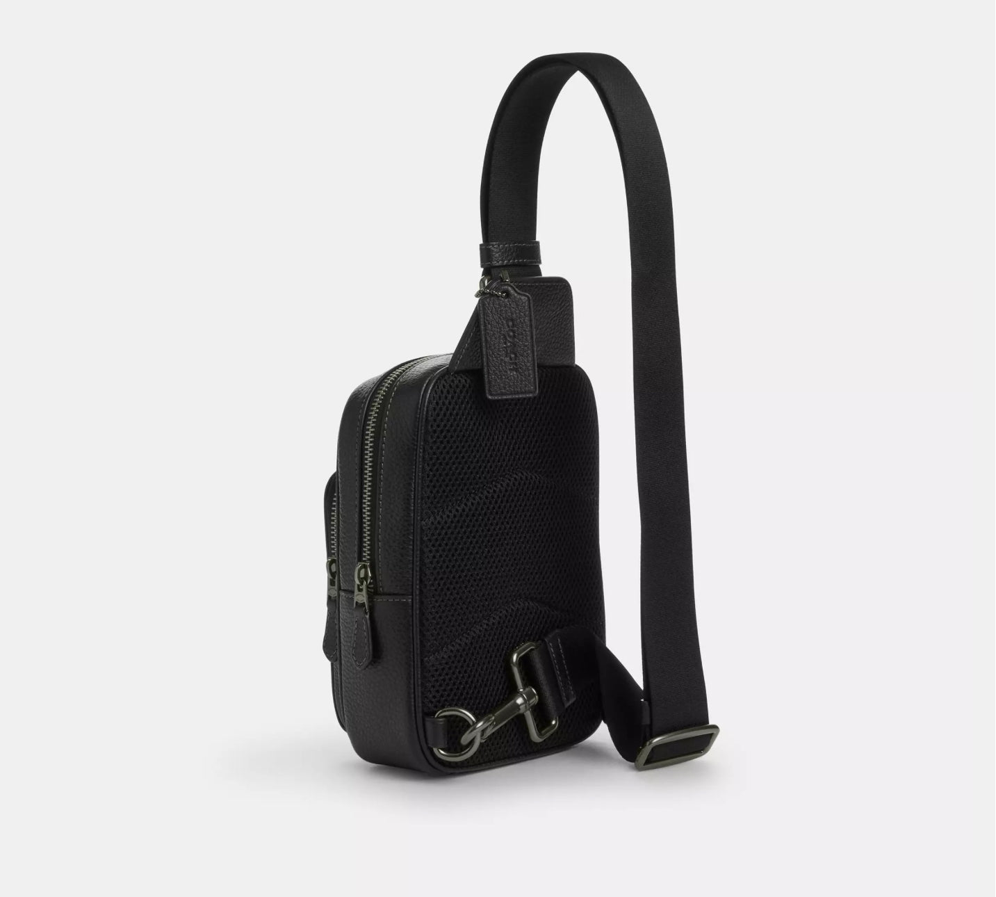 NWT Coach Men’s Leather Racer Sling Pack In Black/Chalk