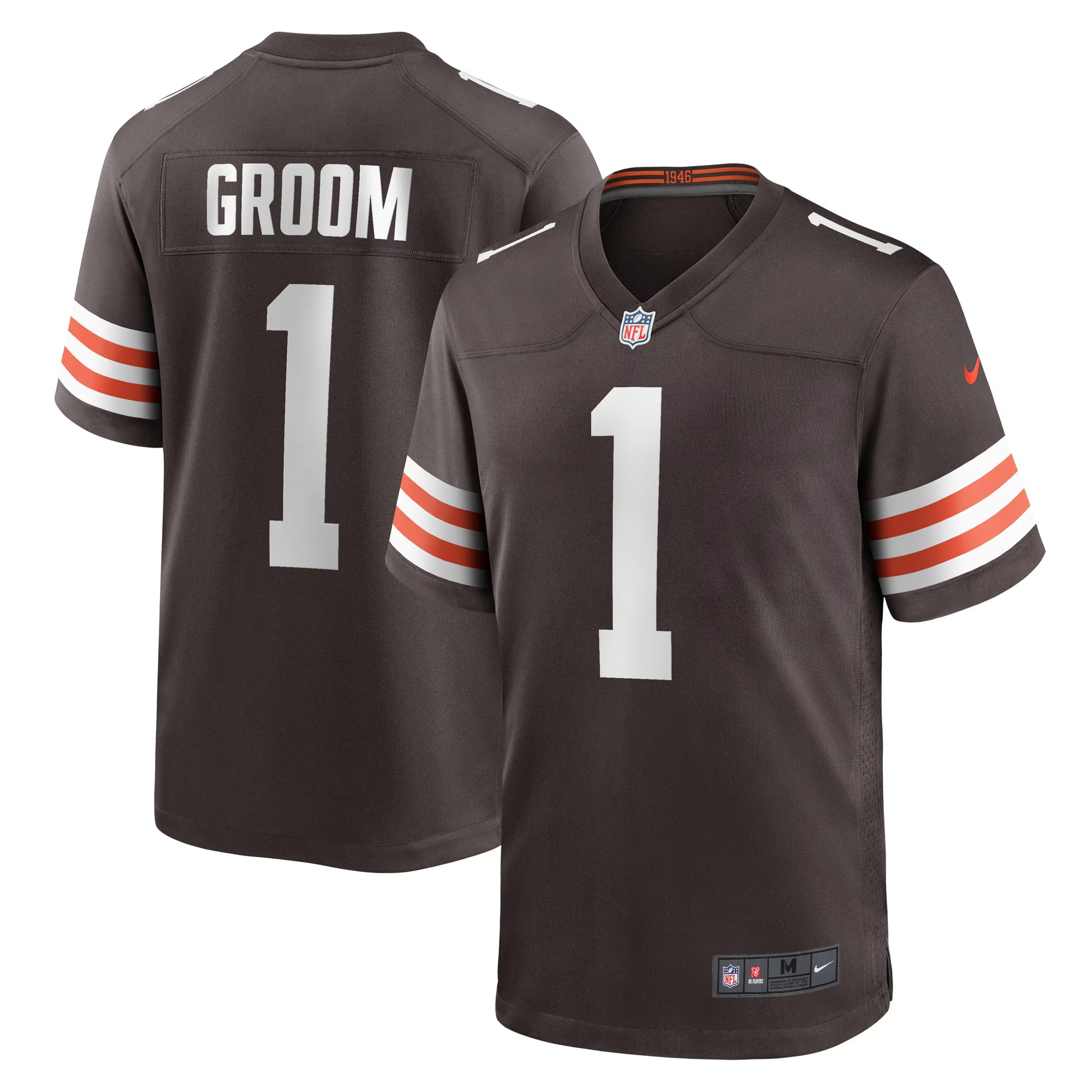 Cleveland Browns Number 1 Groom Brown Game Jersey