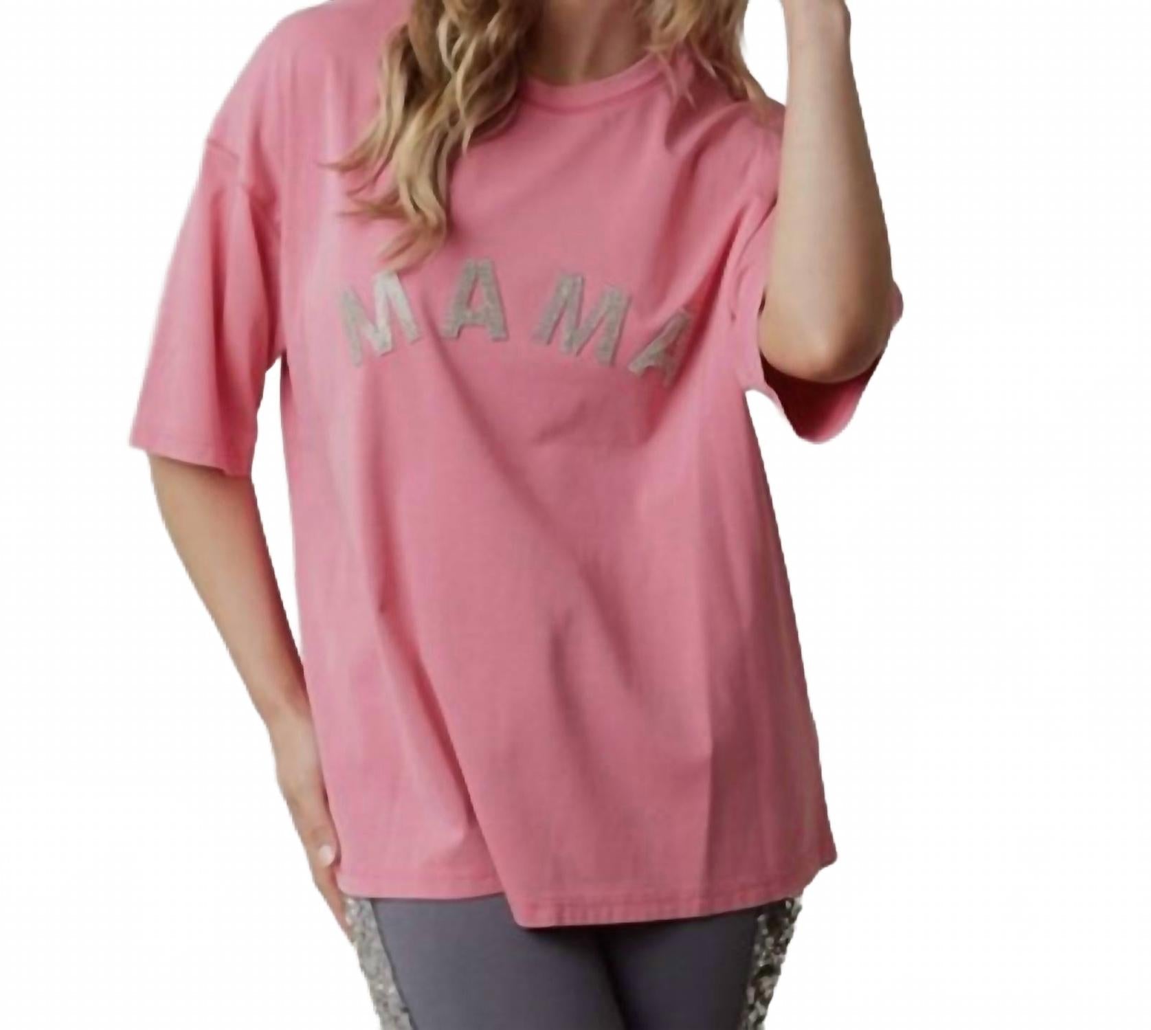 Embellished Mama Patch Tee In Pink