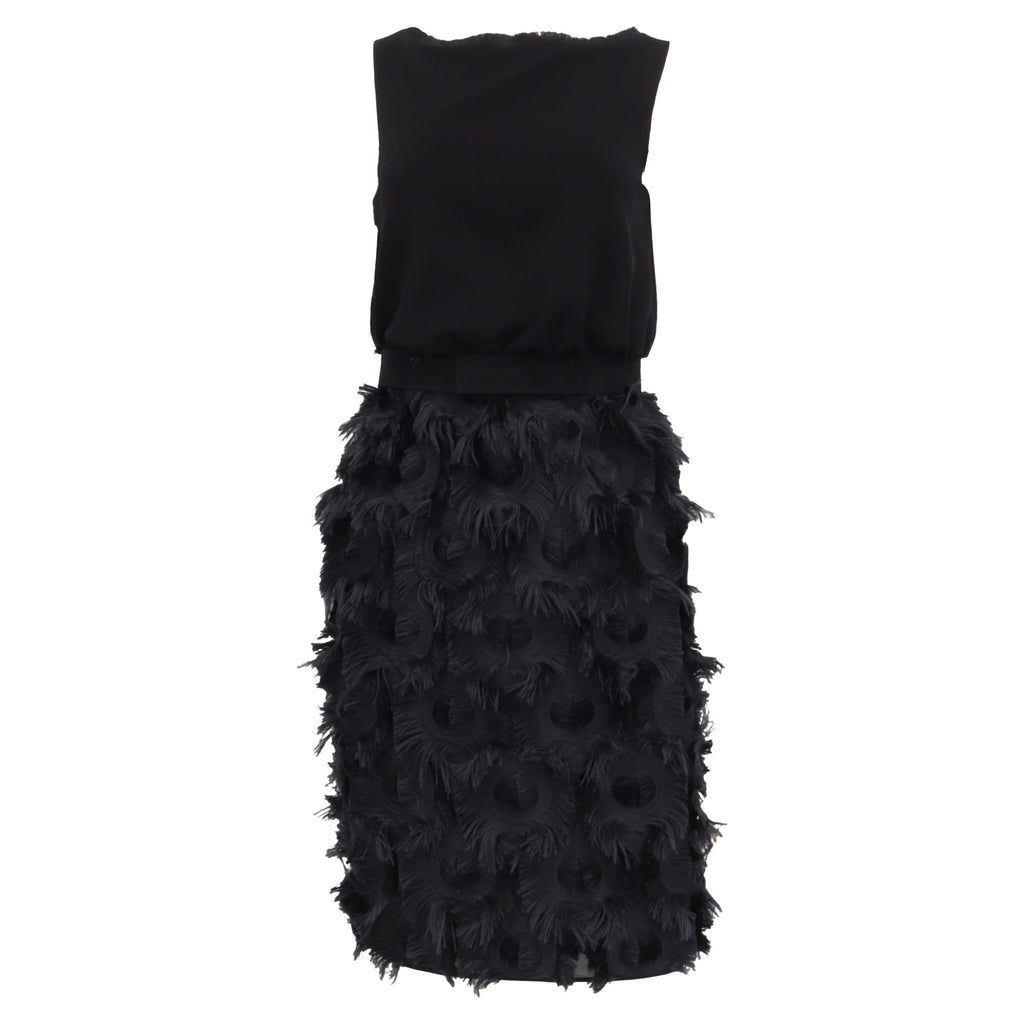 Max Mara Nastro Belted Chiffon Dress in Black Triacetate
