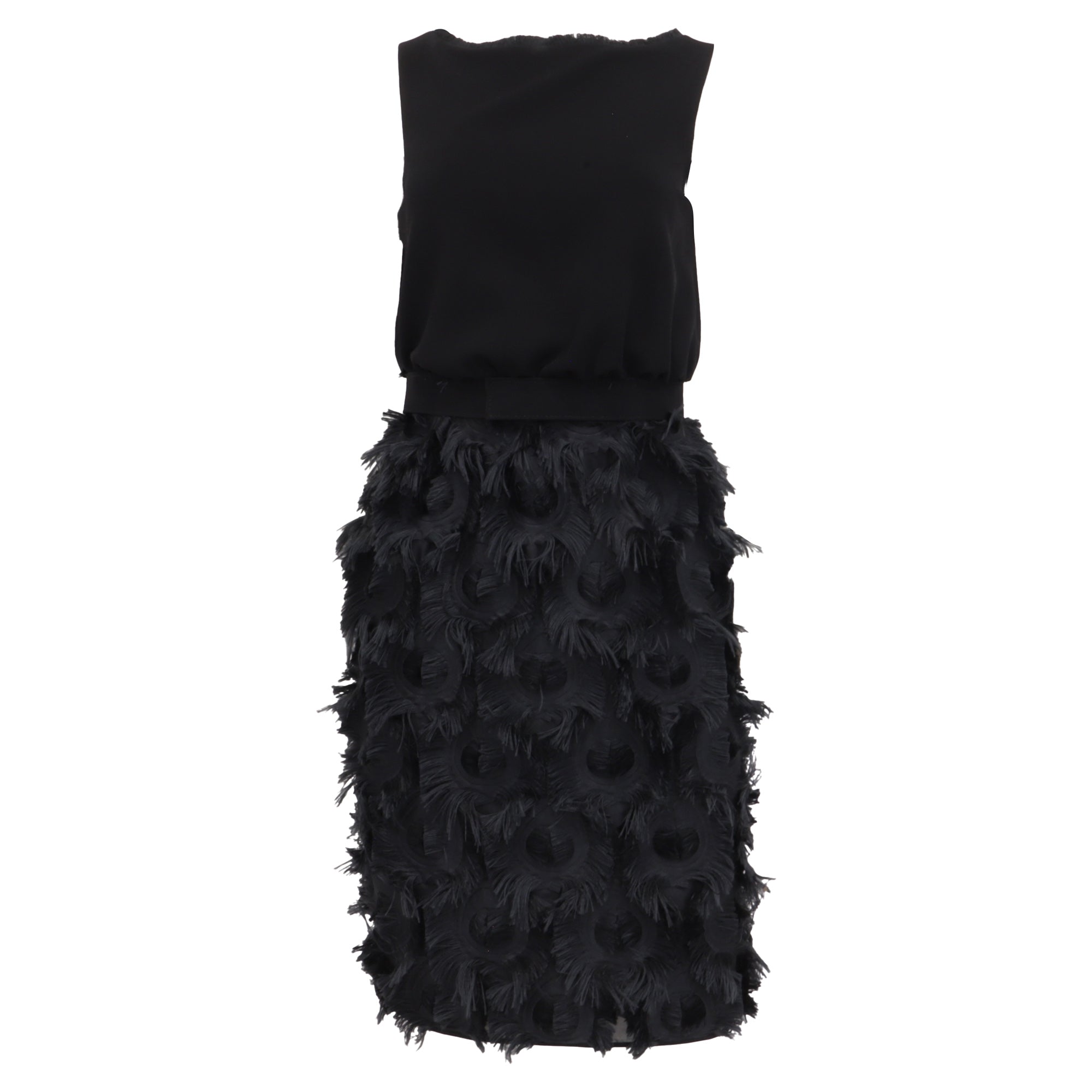 Max Mara Nastro Belted Chiffon Dress in Black Triacetate