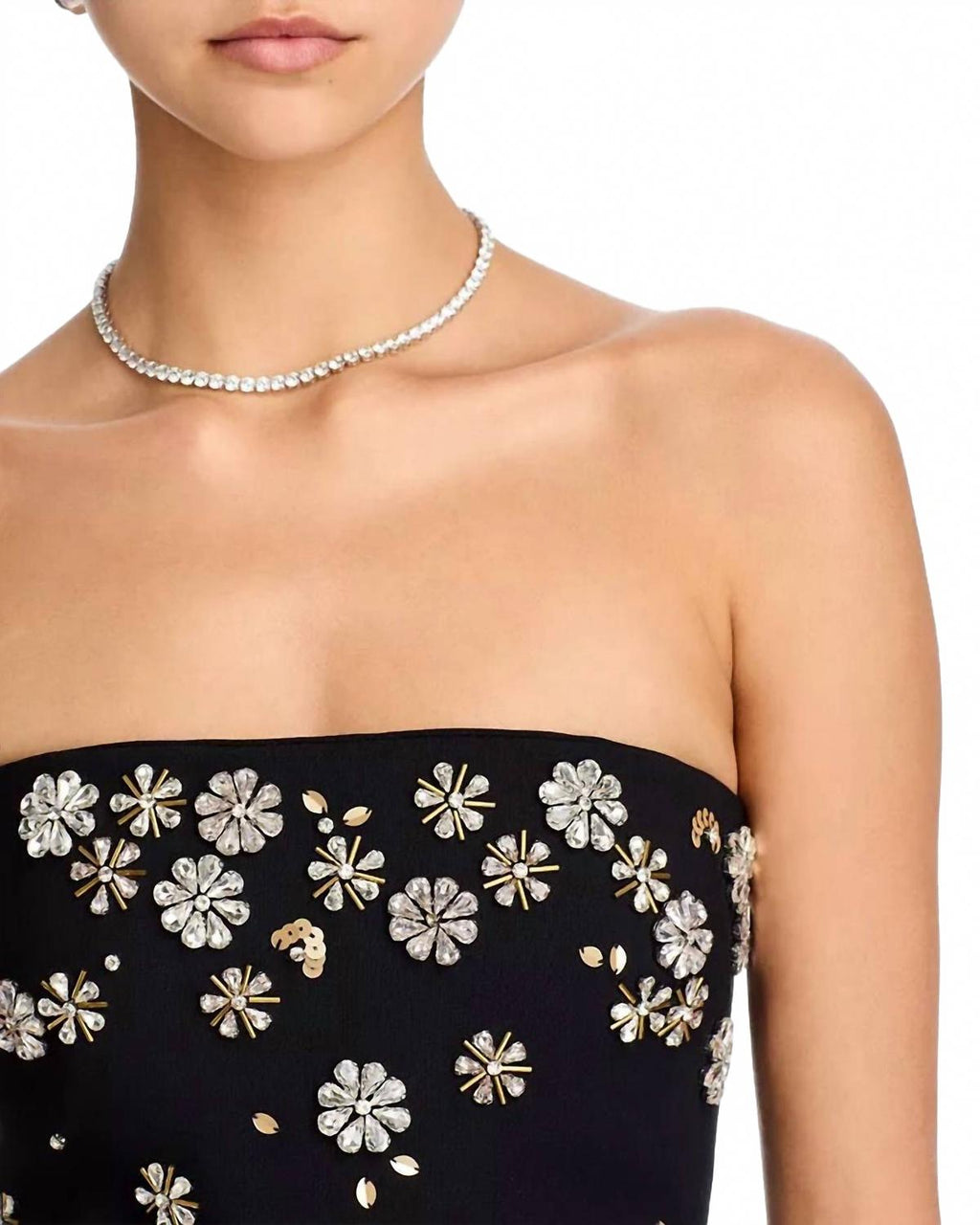 Tumbling Flowers Samia Mini Dress In Black