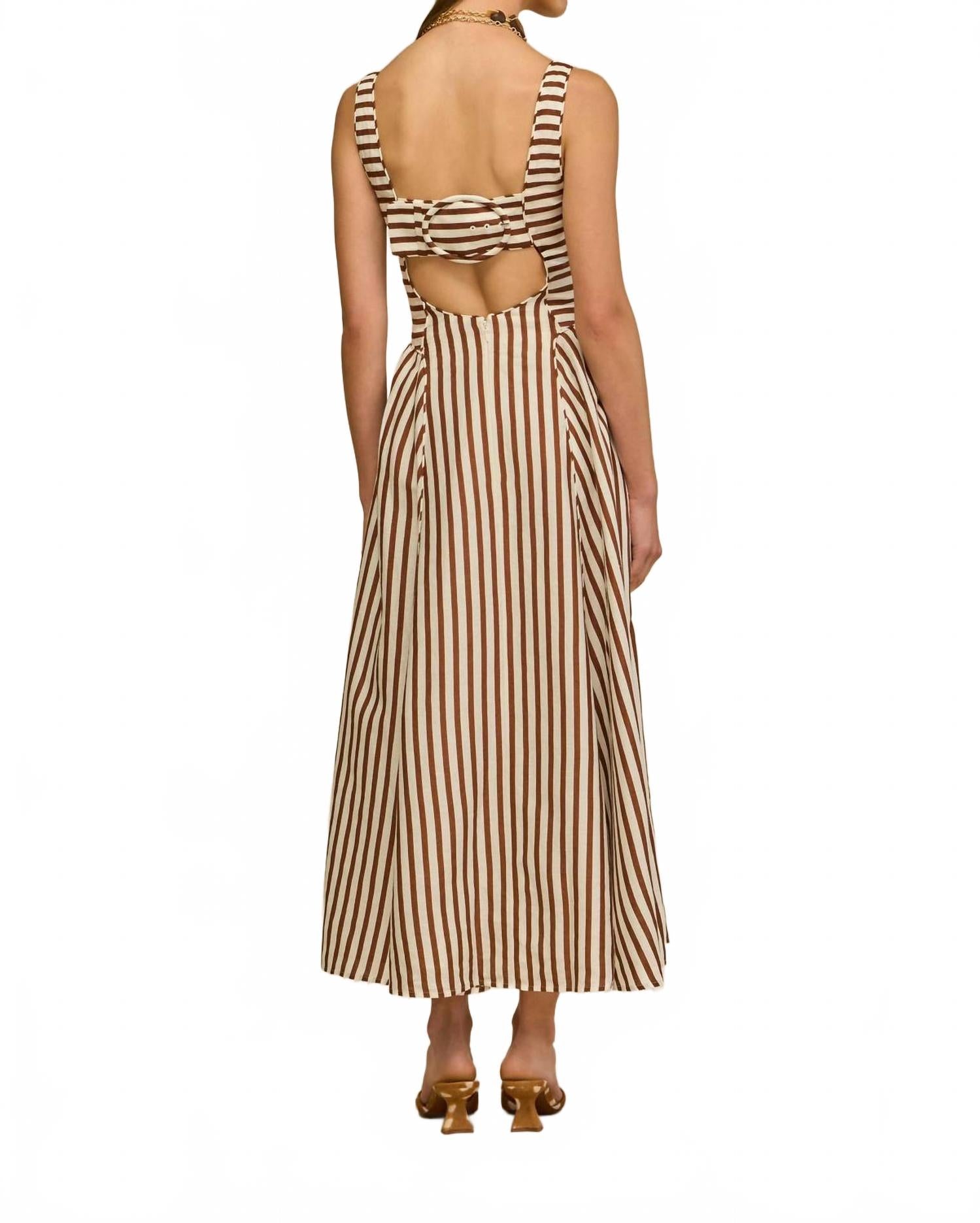 Carla Long Dress In Saddle Stripe