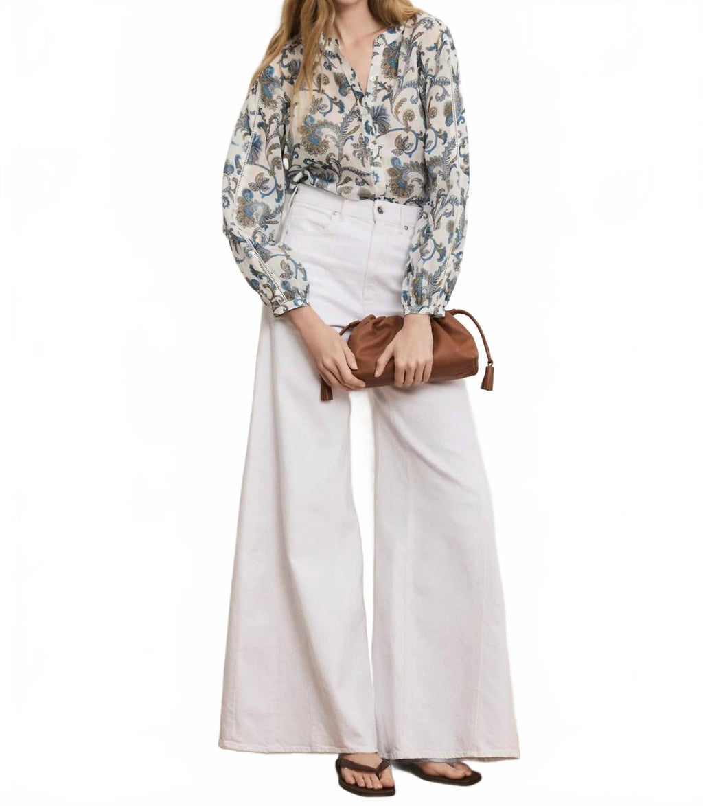Vicki Wide Leg Denim Jeans In White