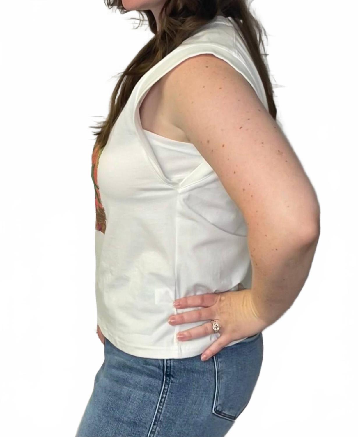 Palm Graphic Sleeveless Tee Top In White