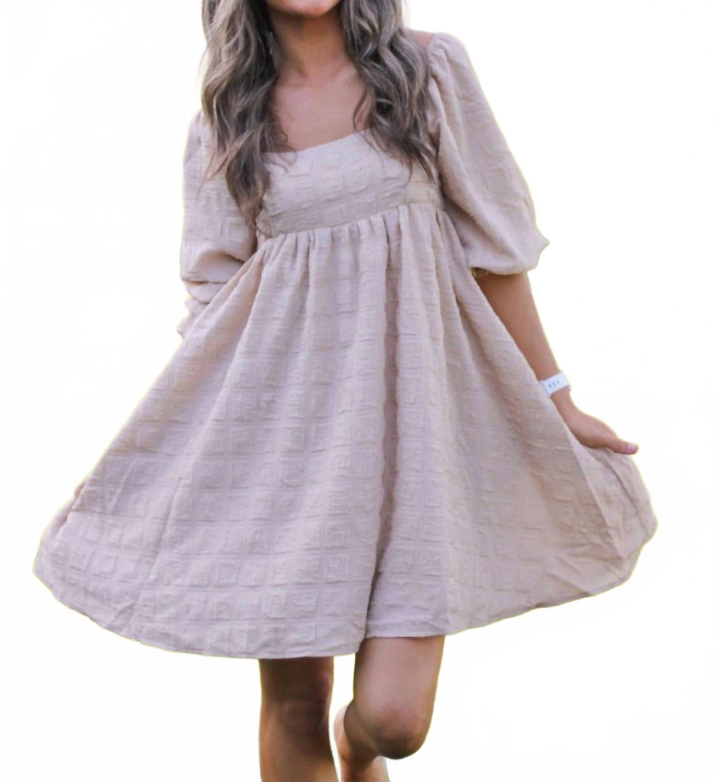 Latte Babydoll Dress In Beige
