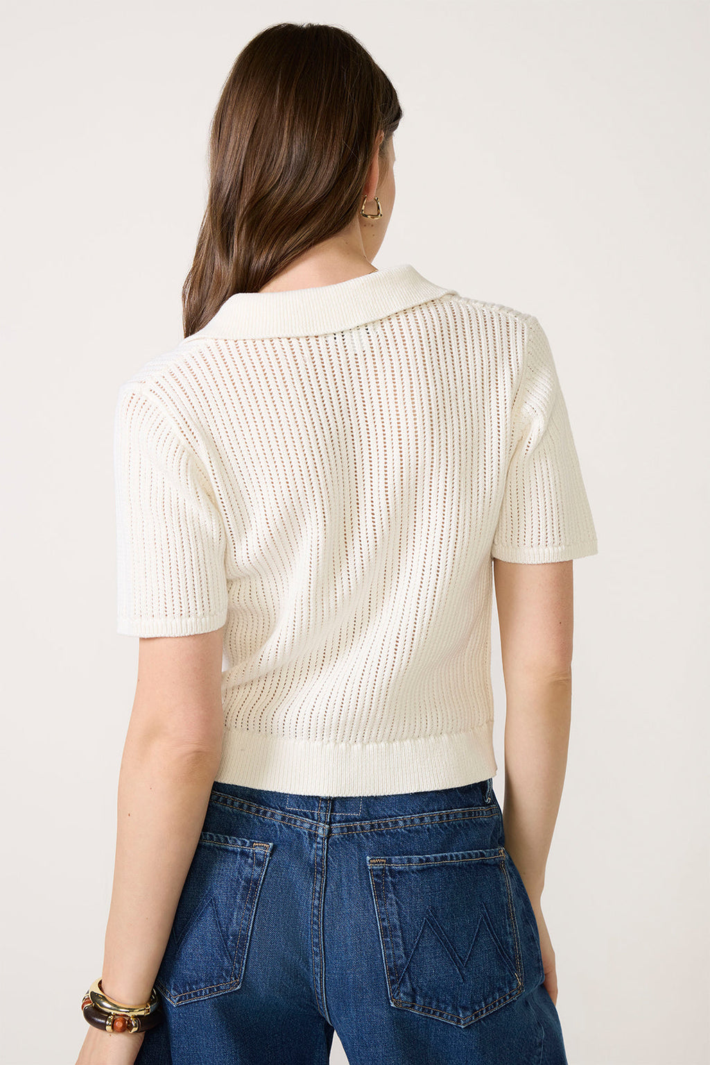 Women's Dehlia Open Stitch Polo Sweater Top