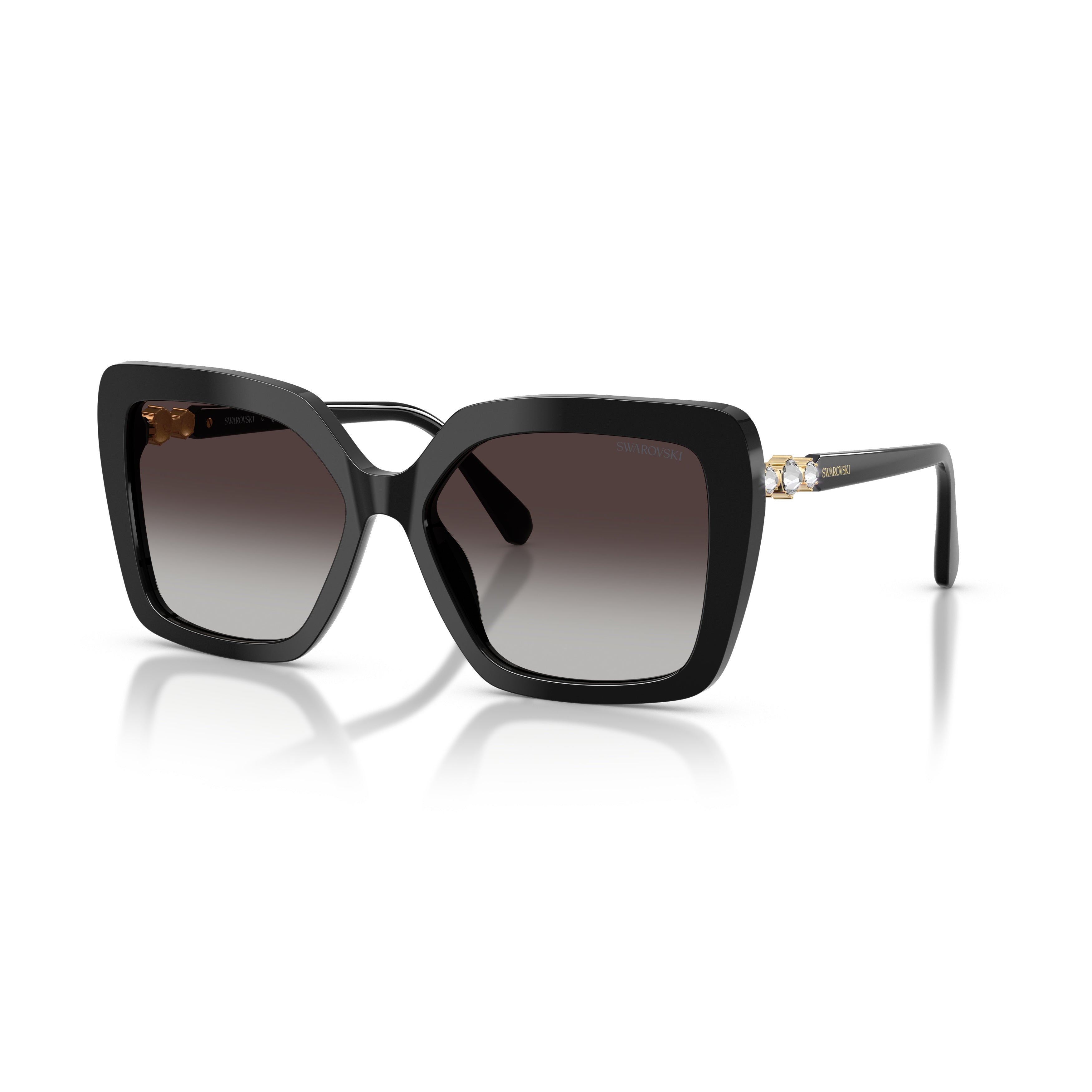 0Sk6049 Oversized Black Acetate Sunglasses with Crystal Accents