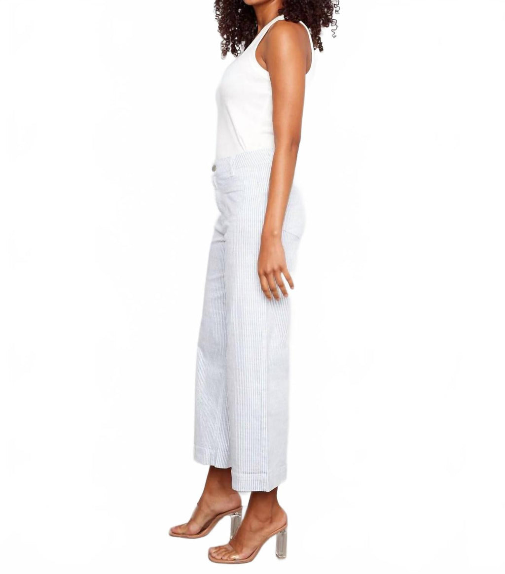Cropped Flare Twill Pants In Striped