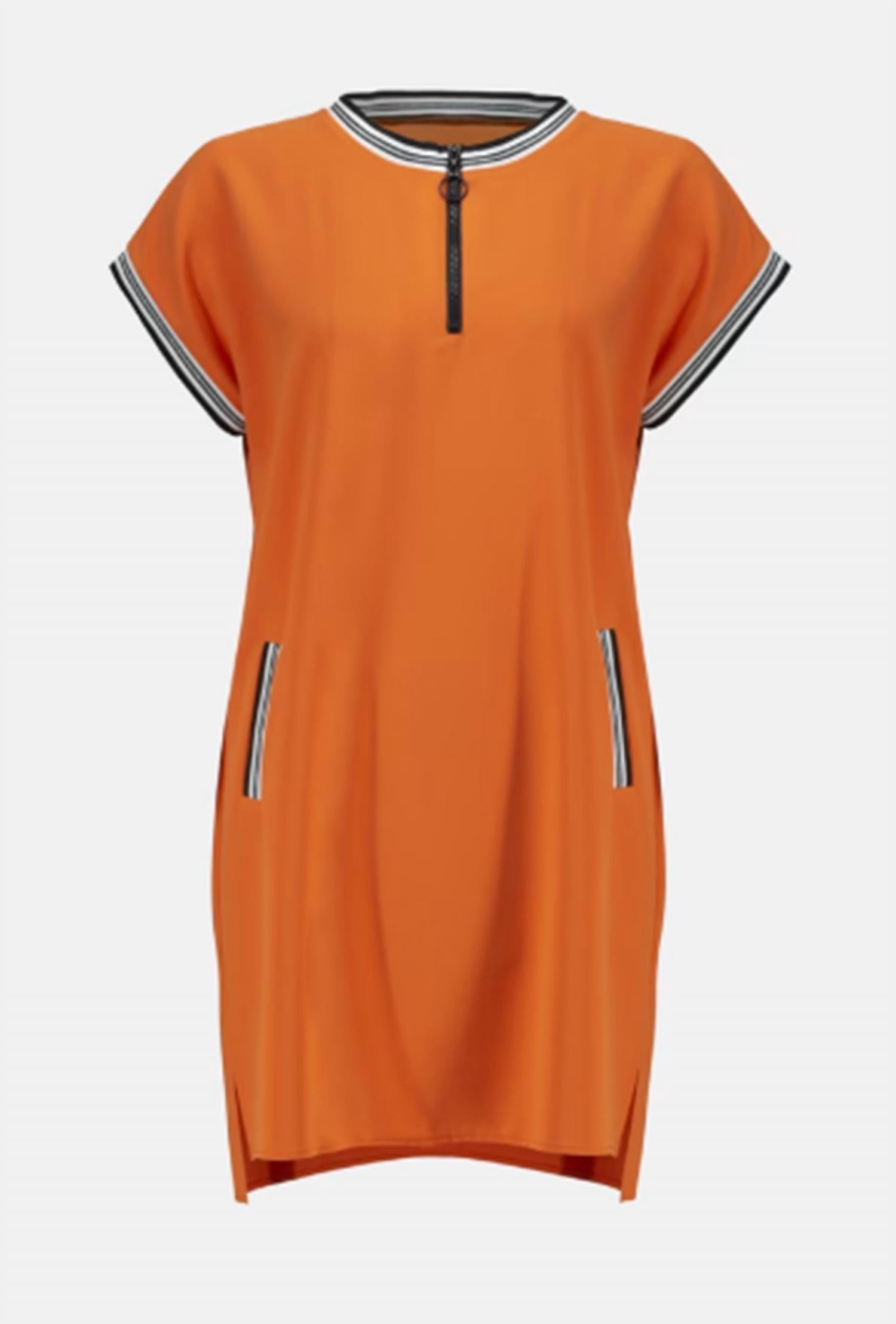 Knee-Length Shift Dress In Orange