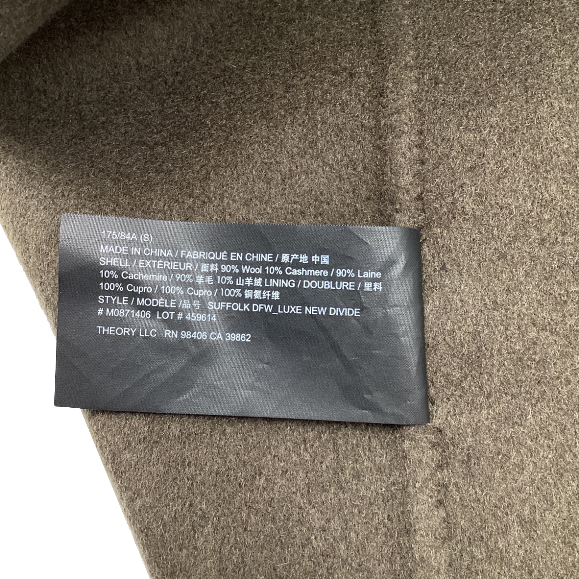 Theory Single-Breasted Coat in Brown Wool
