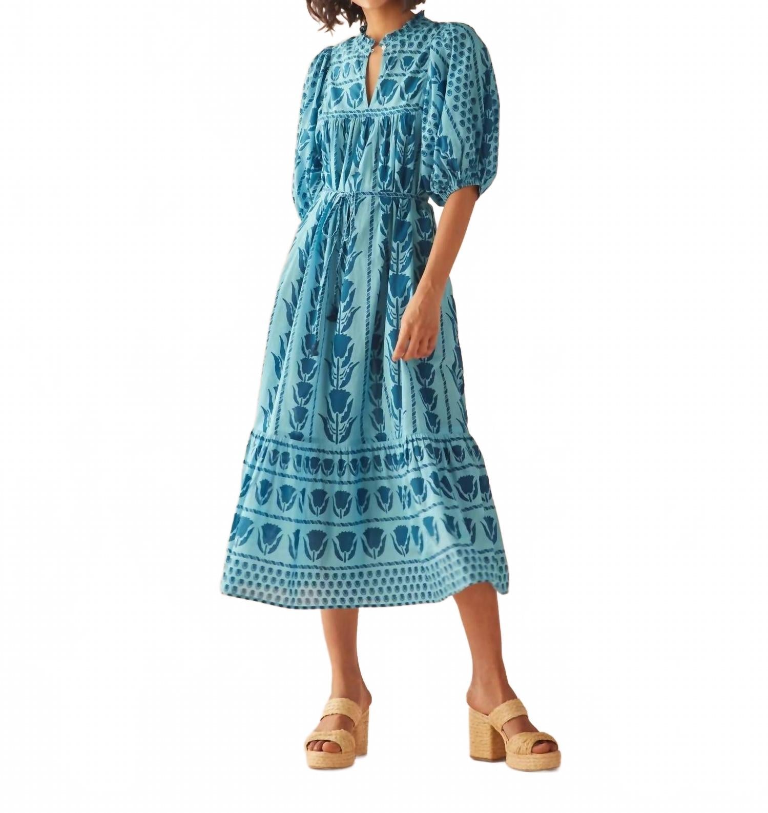 Riviera Midi Dress In Pali Coast