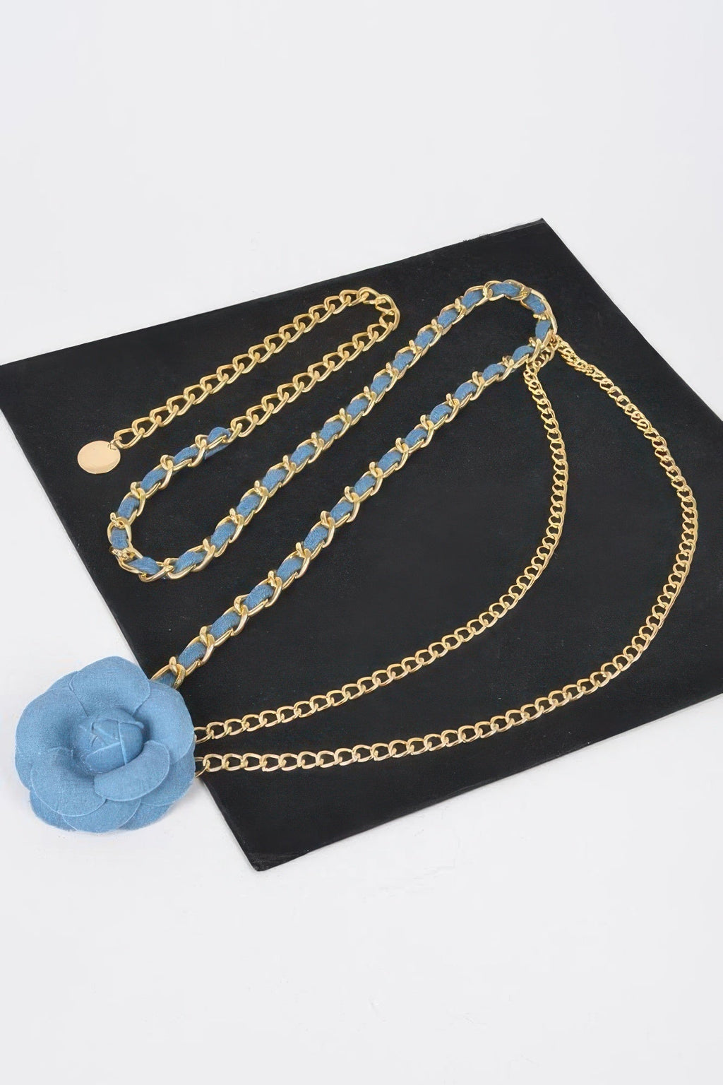 Flower Metal Double Layered Chain Belt
