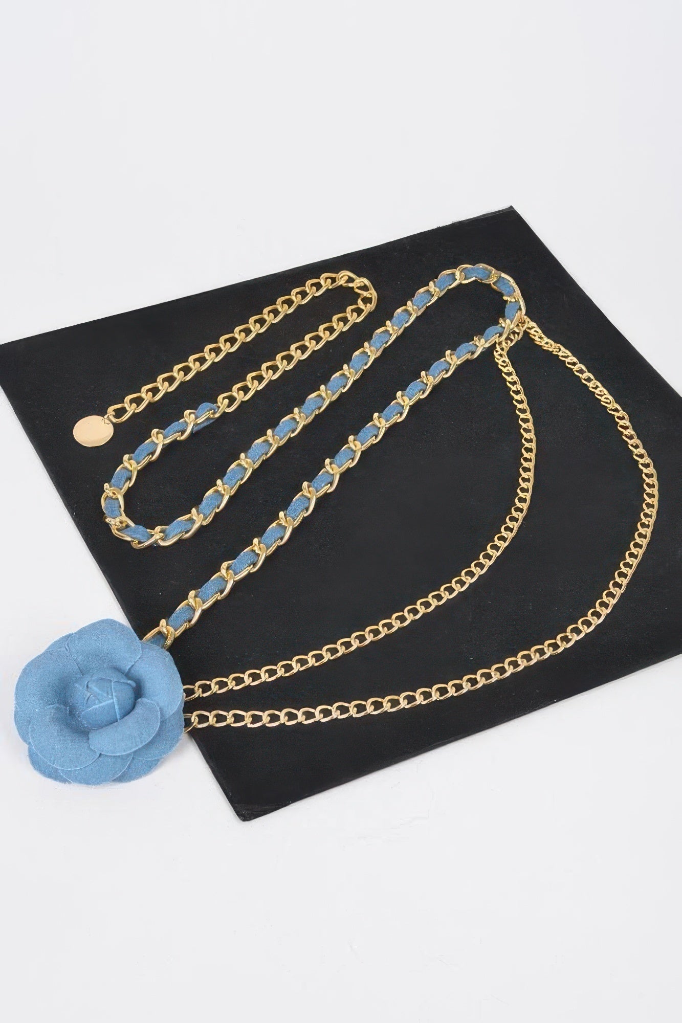 Flower Metal Double Layered Chain Belt