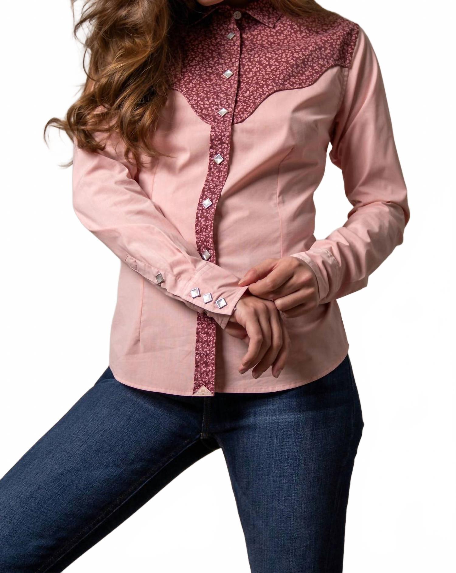Birdie Pearl Snap Shirt In Pink