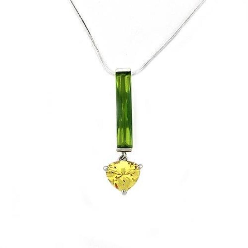 Rhodium 925 Sterling Silver Chain Pendant with AAA Grade CZ in Multi Color