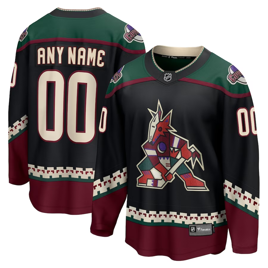 Men's Arizona Coyotes Black 2021/22 Home Breakaway Custom Jersey1