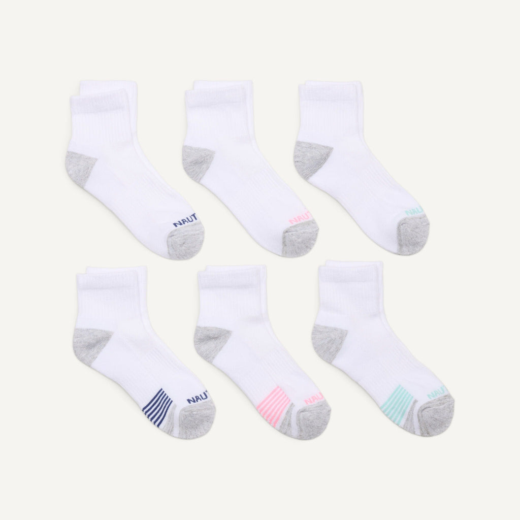Nautica Womens Athletic High Quarter Socks, 6-Pack