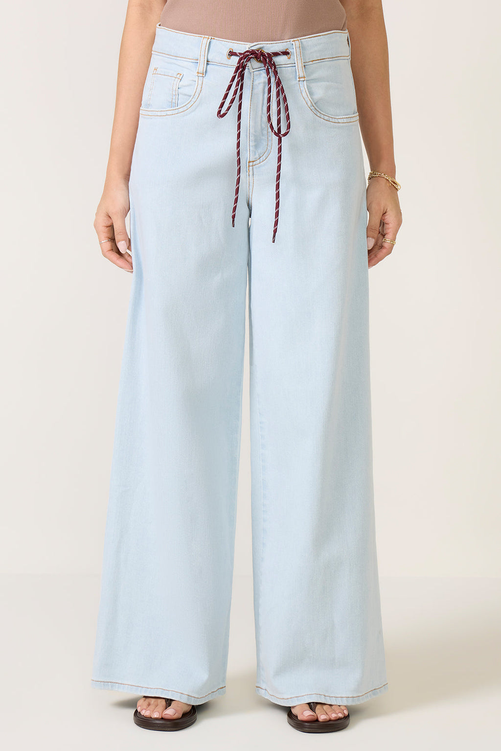 Women's Petite Maya Wide Leg w Tie Waist Jeans