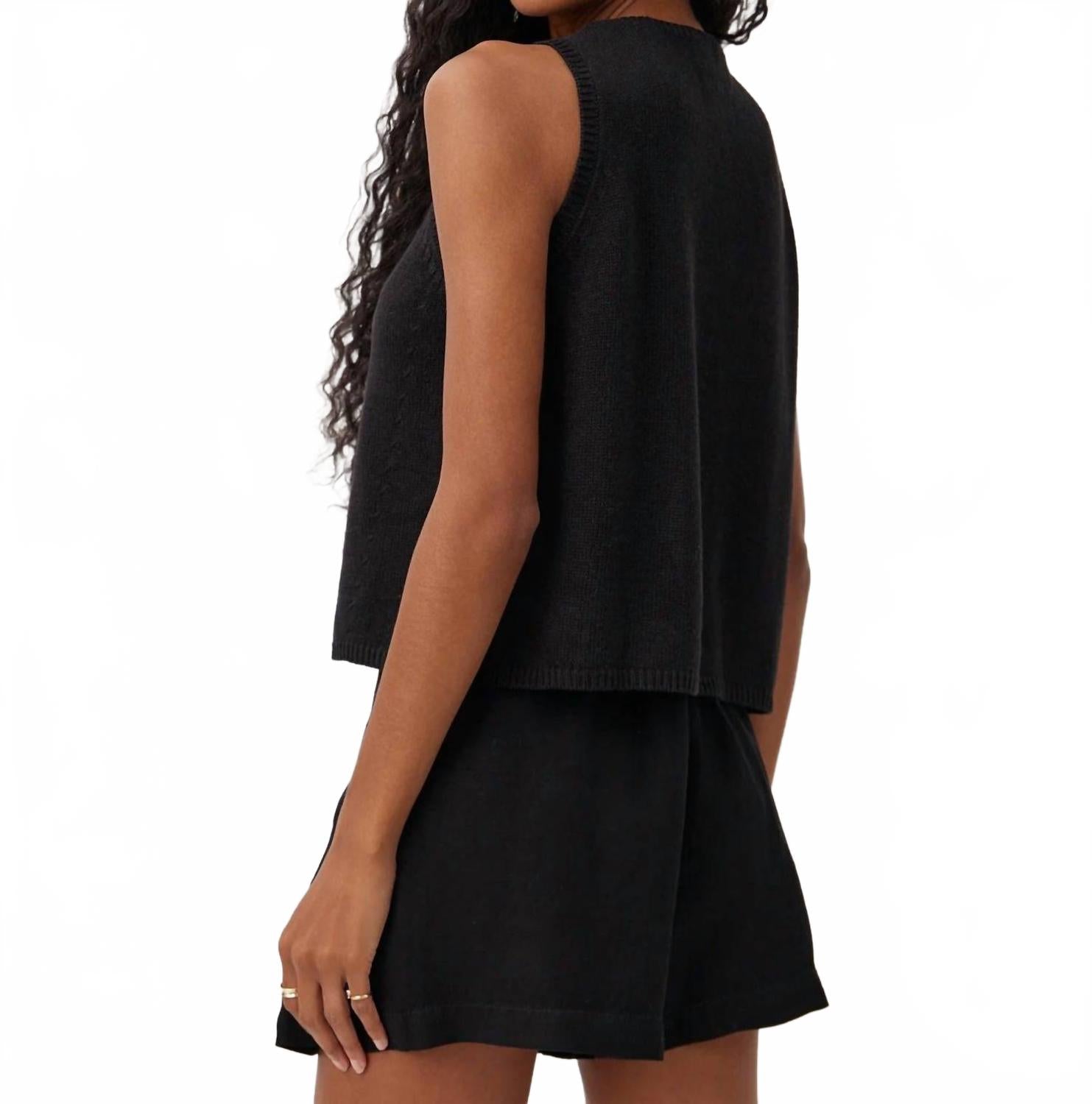 Tie Front Vest In Black