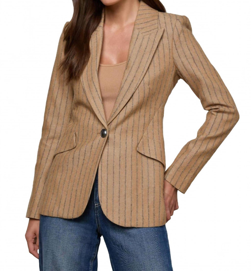 Chamberlain Pinstripe Blazer In Tan / Charcoal Stripe