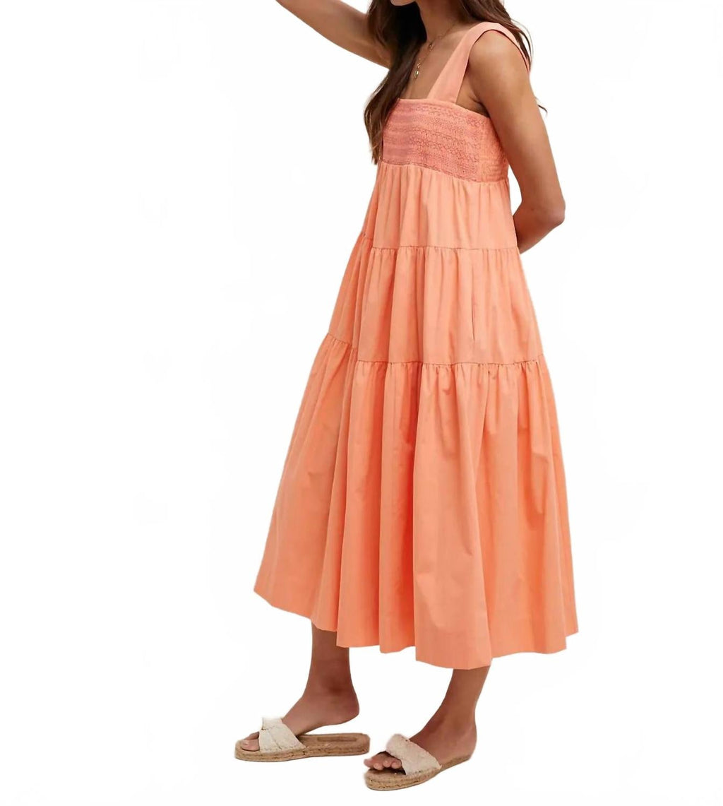 Boho Floral Midi Dress In Sunkist/punch