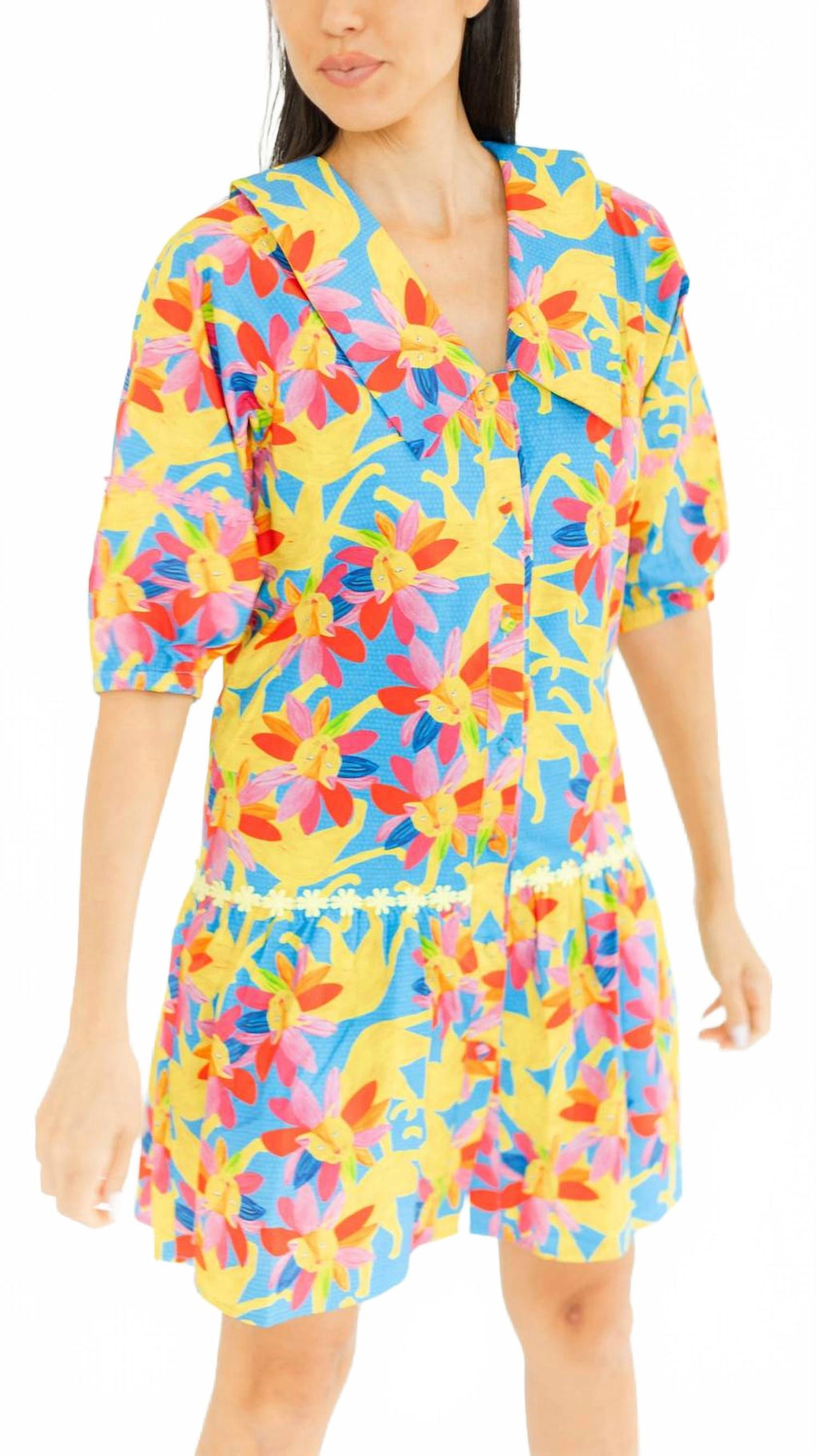 Faye Baywatch Dress In Yellow Multi