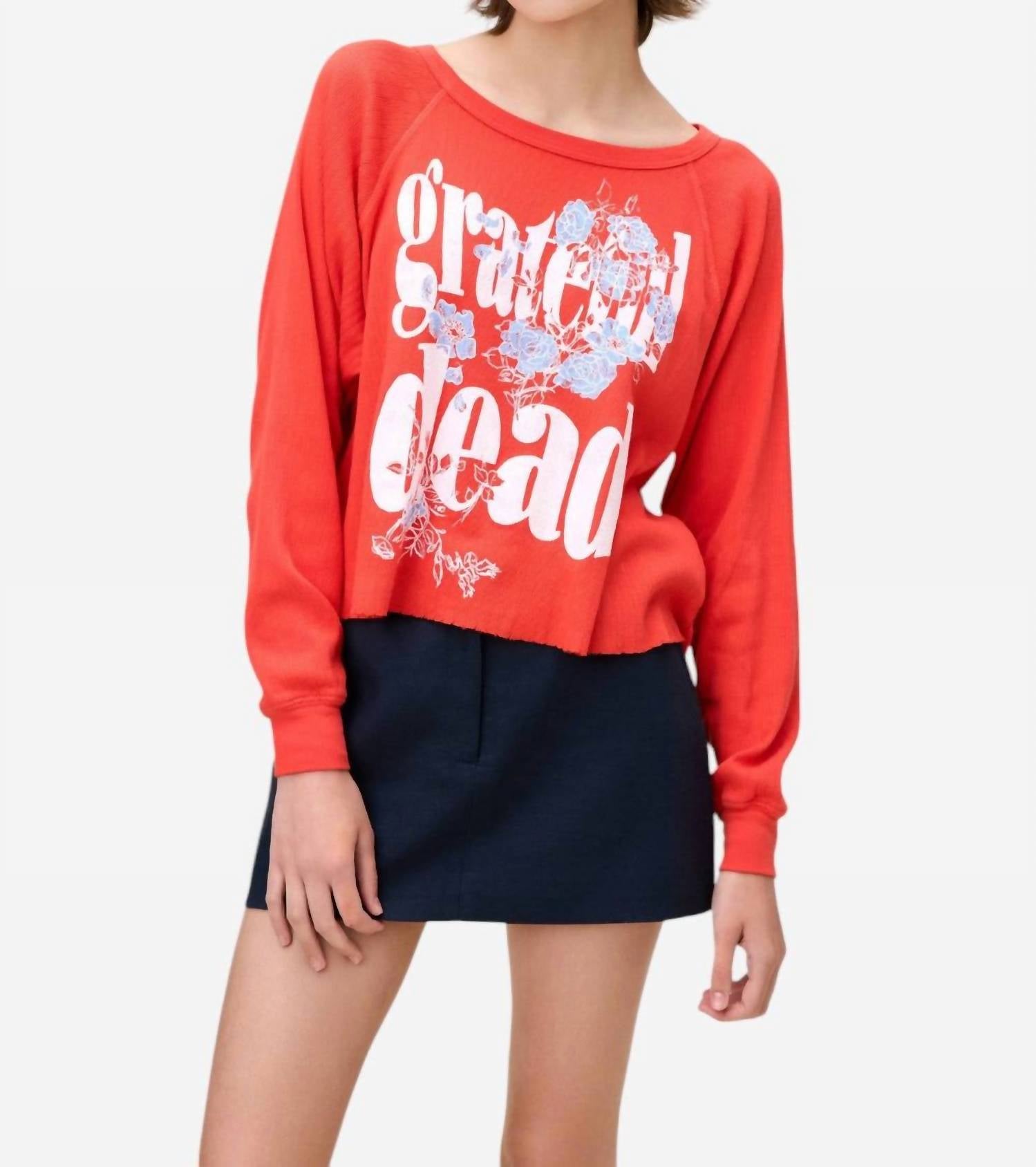 Grateful Dead Blooming Flowers Raglan Tee In Radiant Watermelon