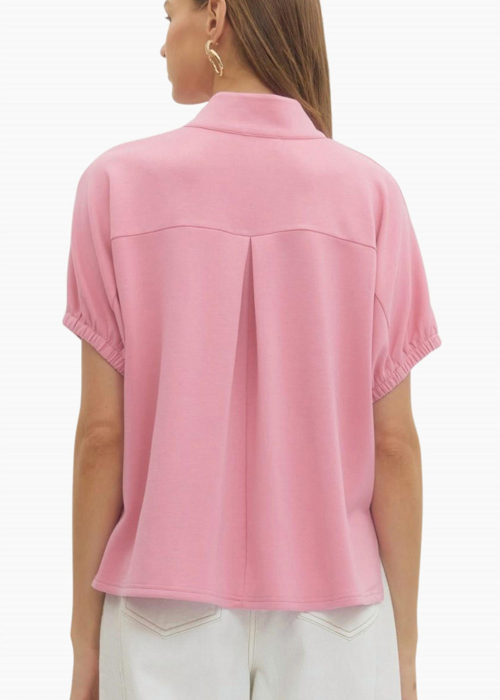 Collins Collared Top In Dusty Pink
