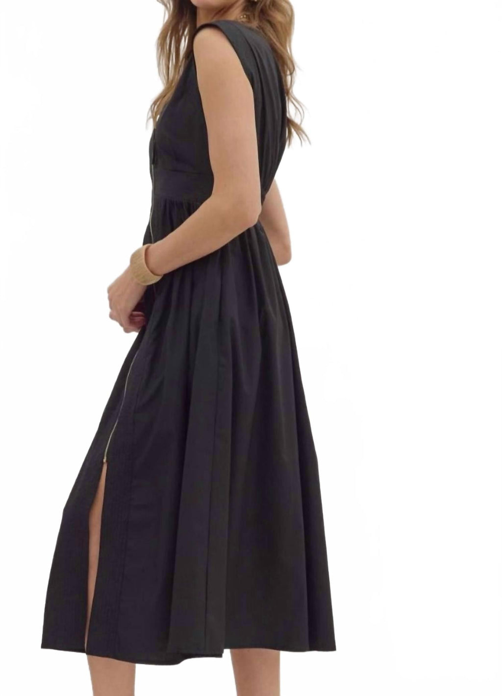 Effortless Luxe Midi Dress In Black