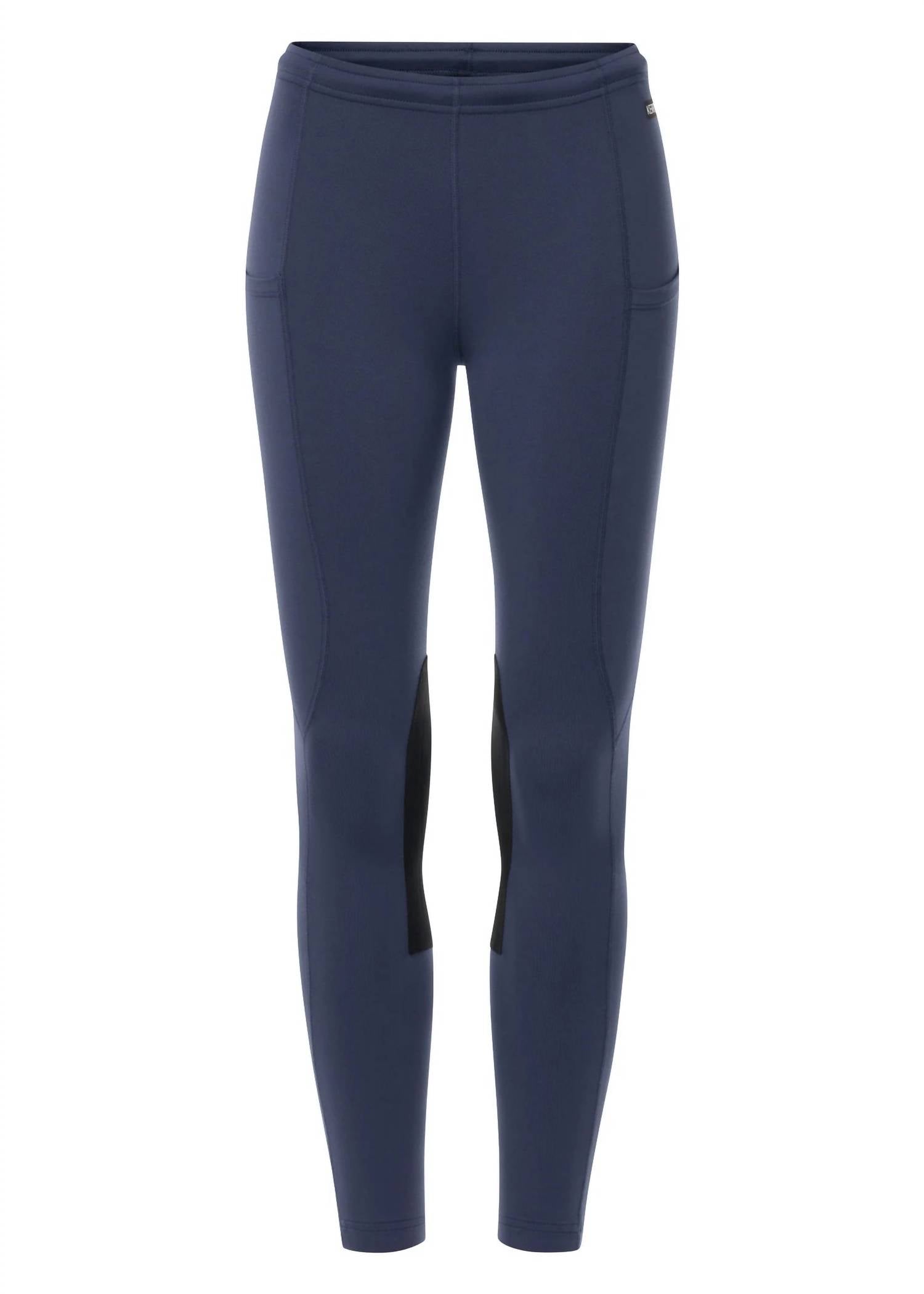 Kid's Performance Knee Patch Tight With Pocket In Stormy Blue
