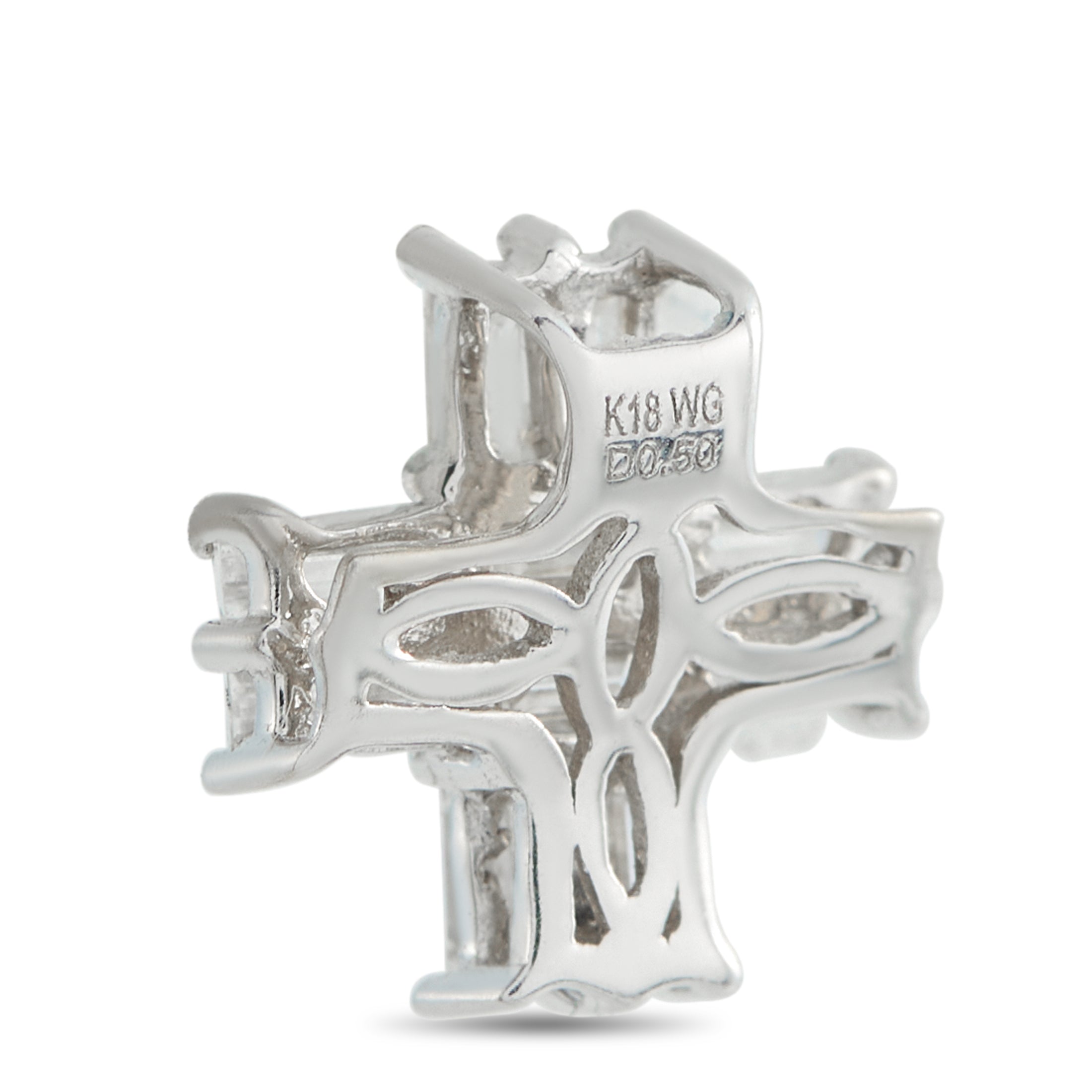 LB Exclusive 18K White Gold 0.50ct Diamond Cross Pendant MF16-041326