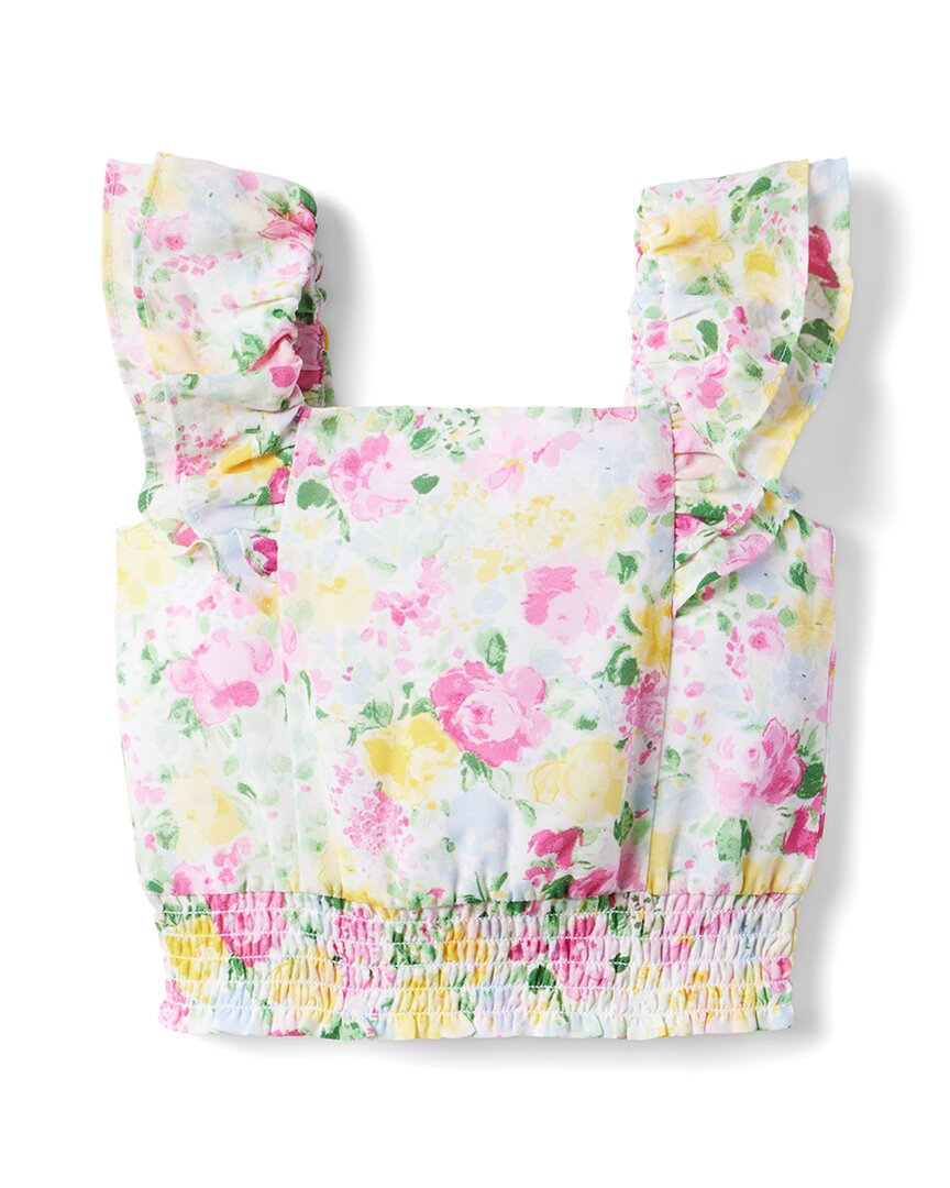Janie and Jack Floral Smocked Waist Chiffon Top