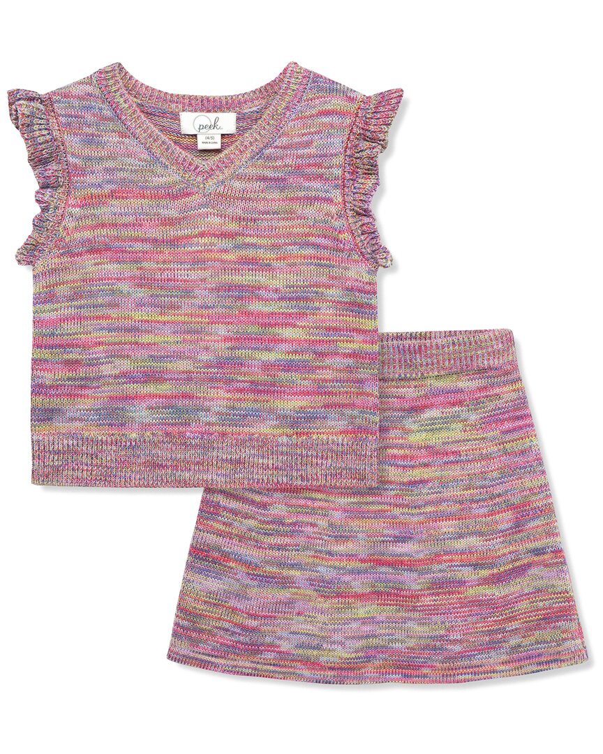 Peek Kids Space-Dye Stripe Skirt Set