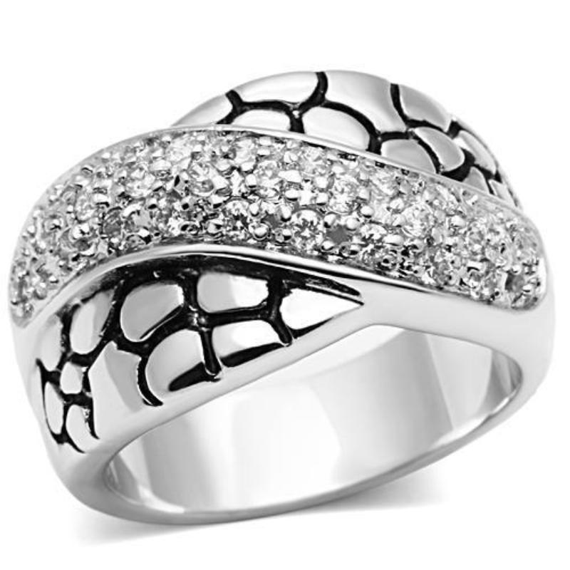 Rhodium Brass Ring with AAA Grade CZ in Clear