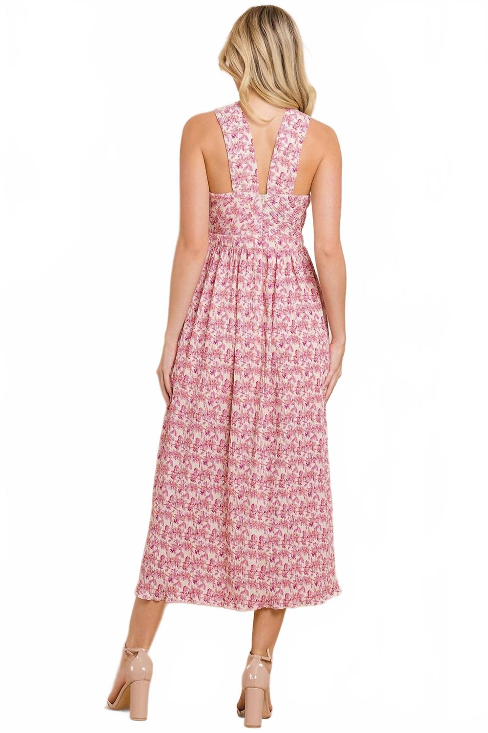 Petal Pleated Dress In Blush