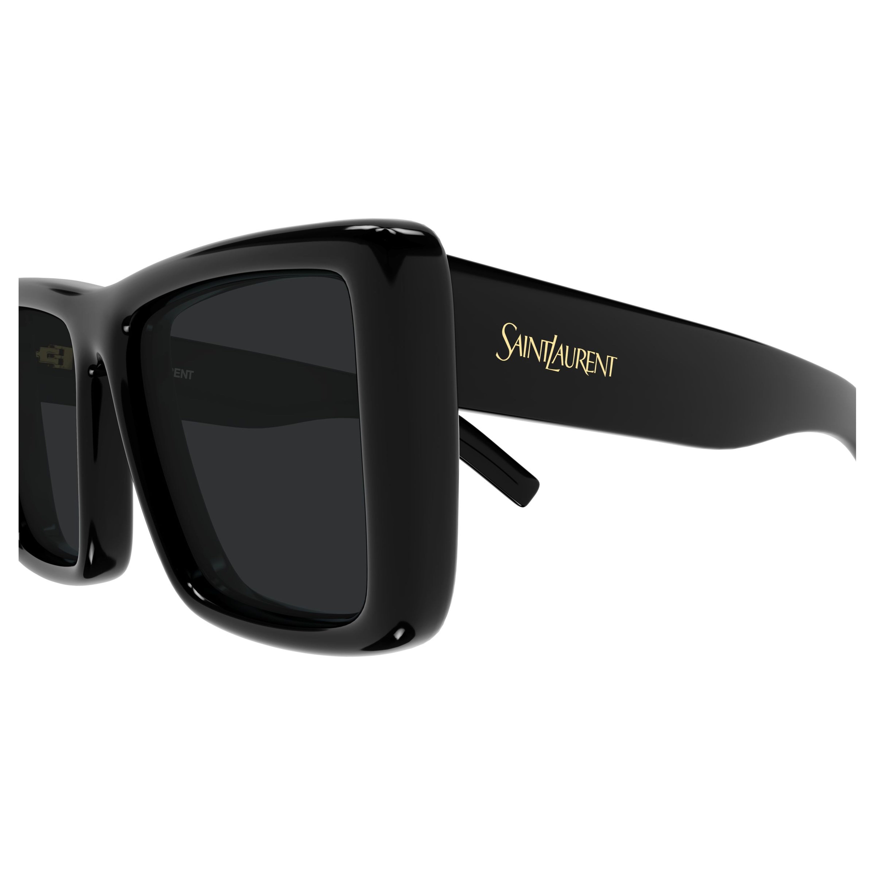 Oversized Square Sunglasses With Glossy Frame And Gold Accents