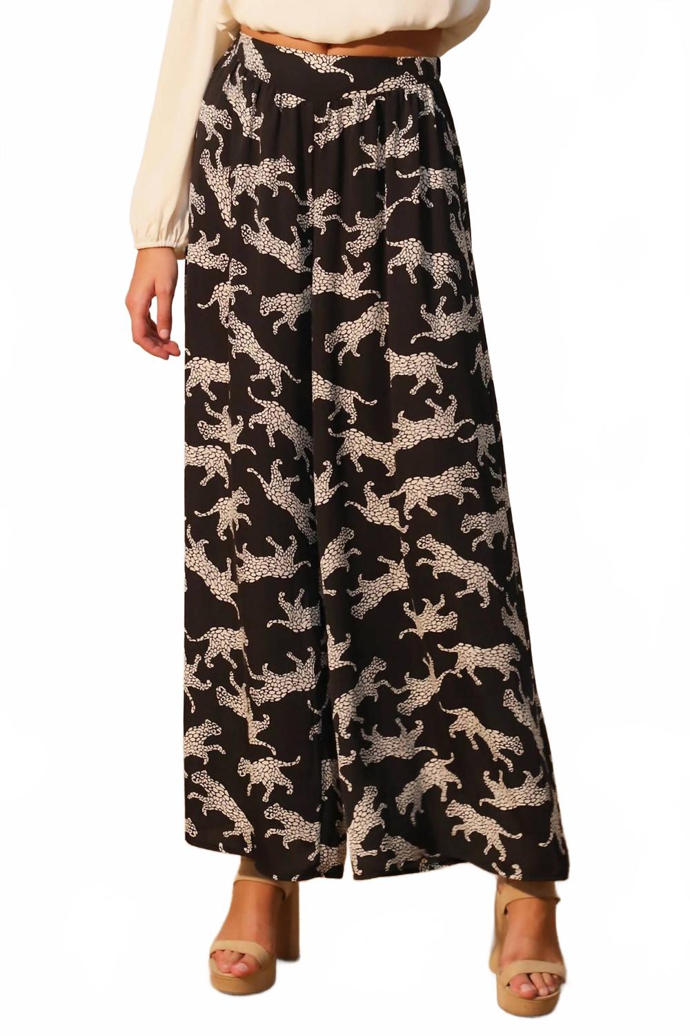 Animal Print Wide Leg Pant In Black